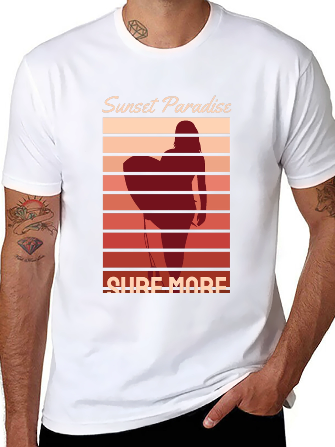 Sunset Paradise Surf More Graphic Tee