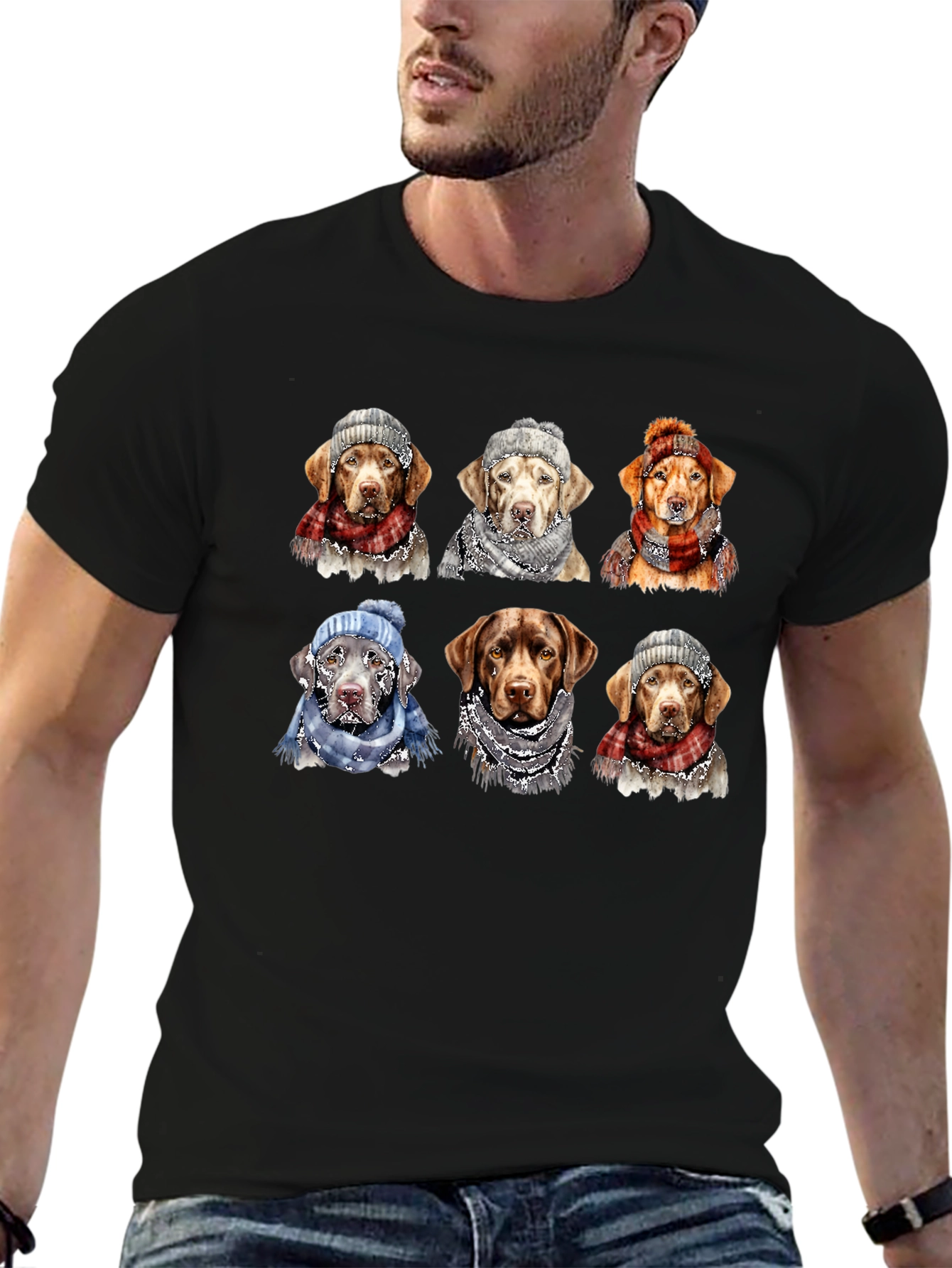 Labrador Dog Christmas Winter Hat Scarf T-Shirt