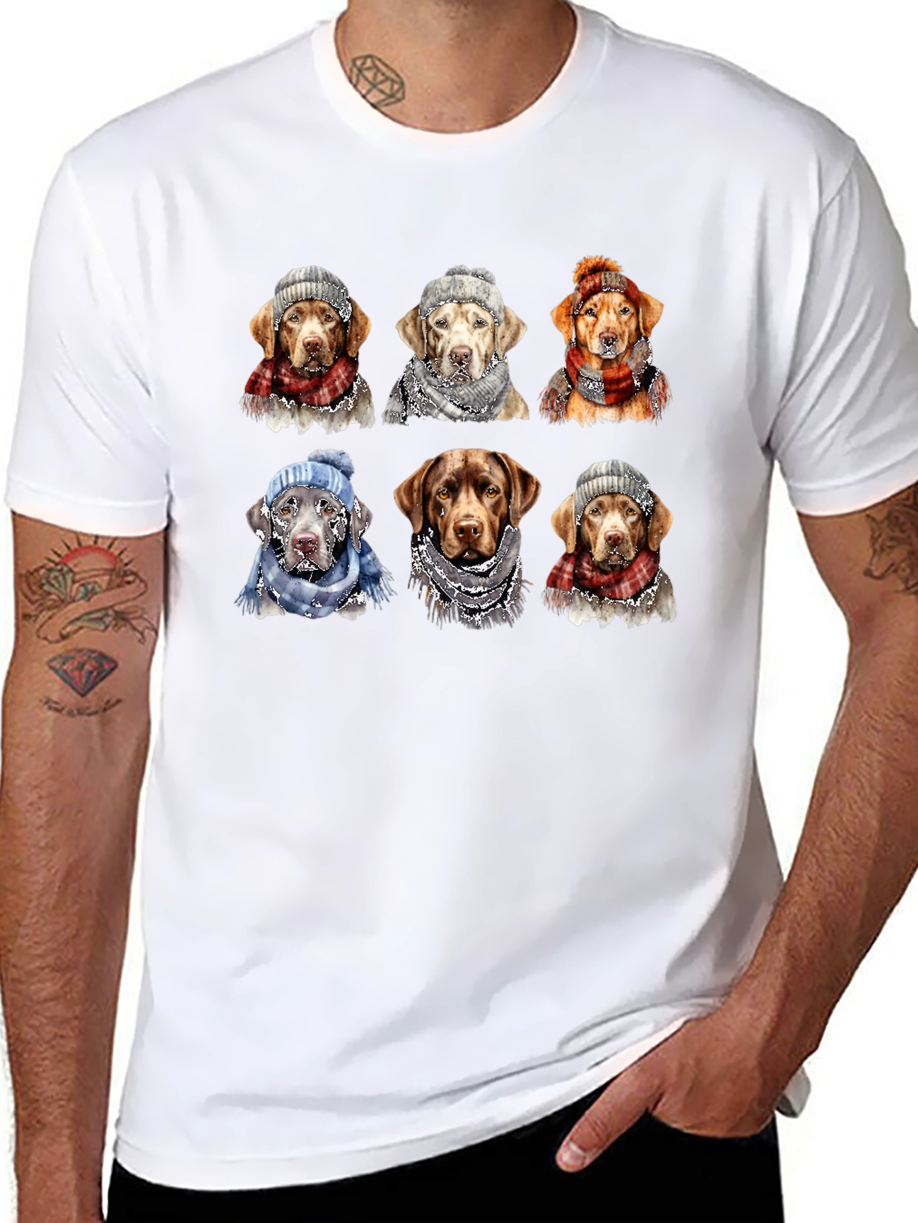 Labrador Dog Christmas Winter Hat Scarf T-Shirt