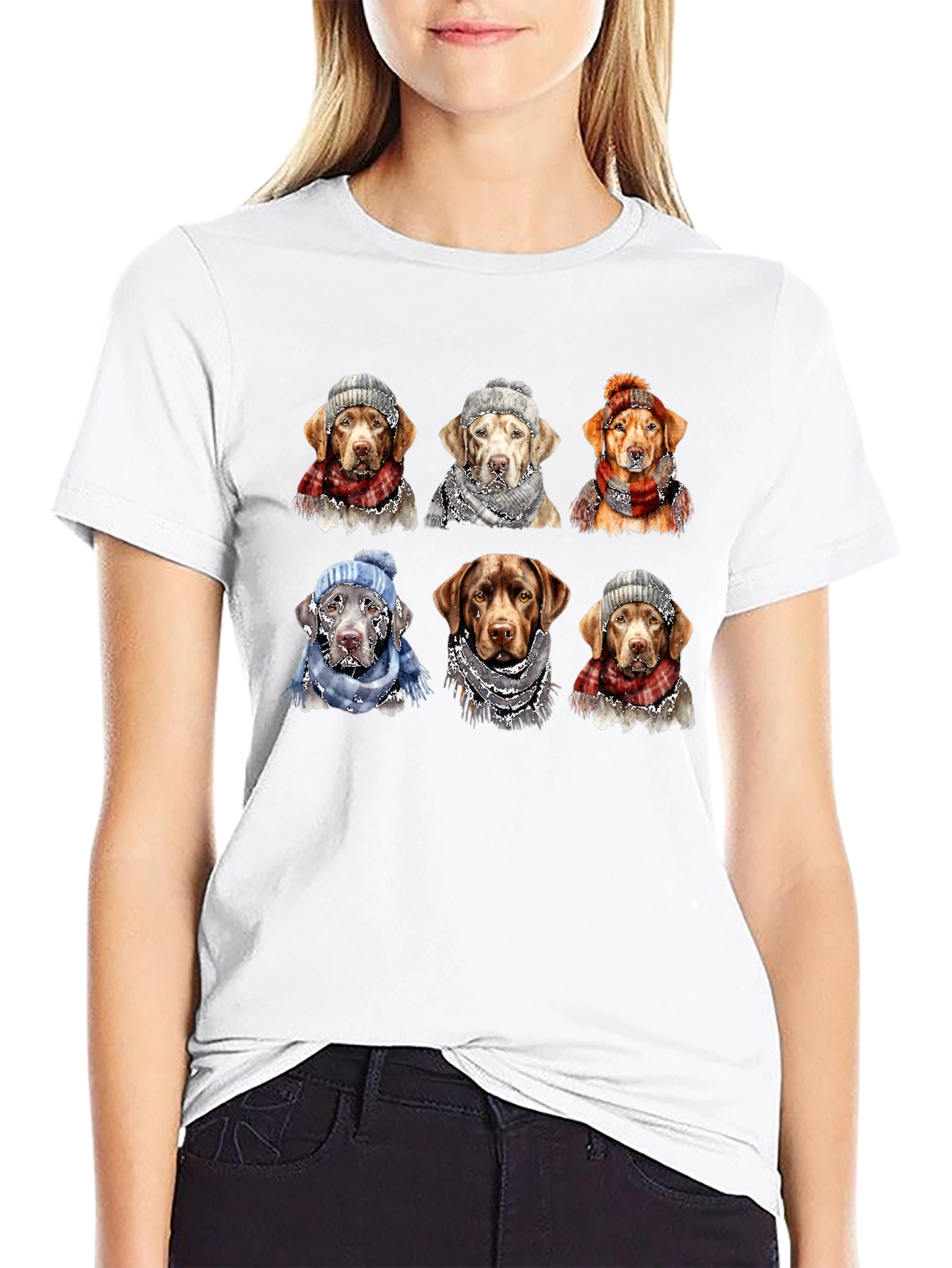 Labrador Dog Christmas Winter Hat Scarf T-Shirt