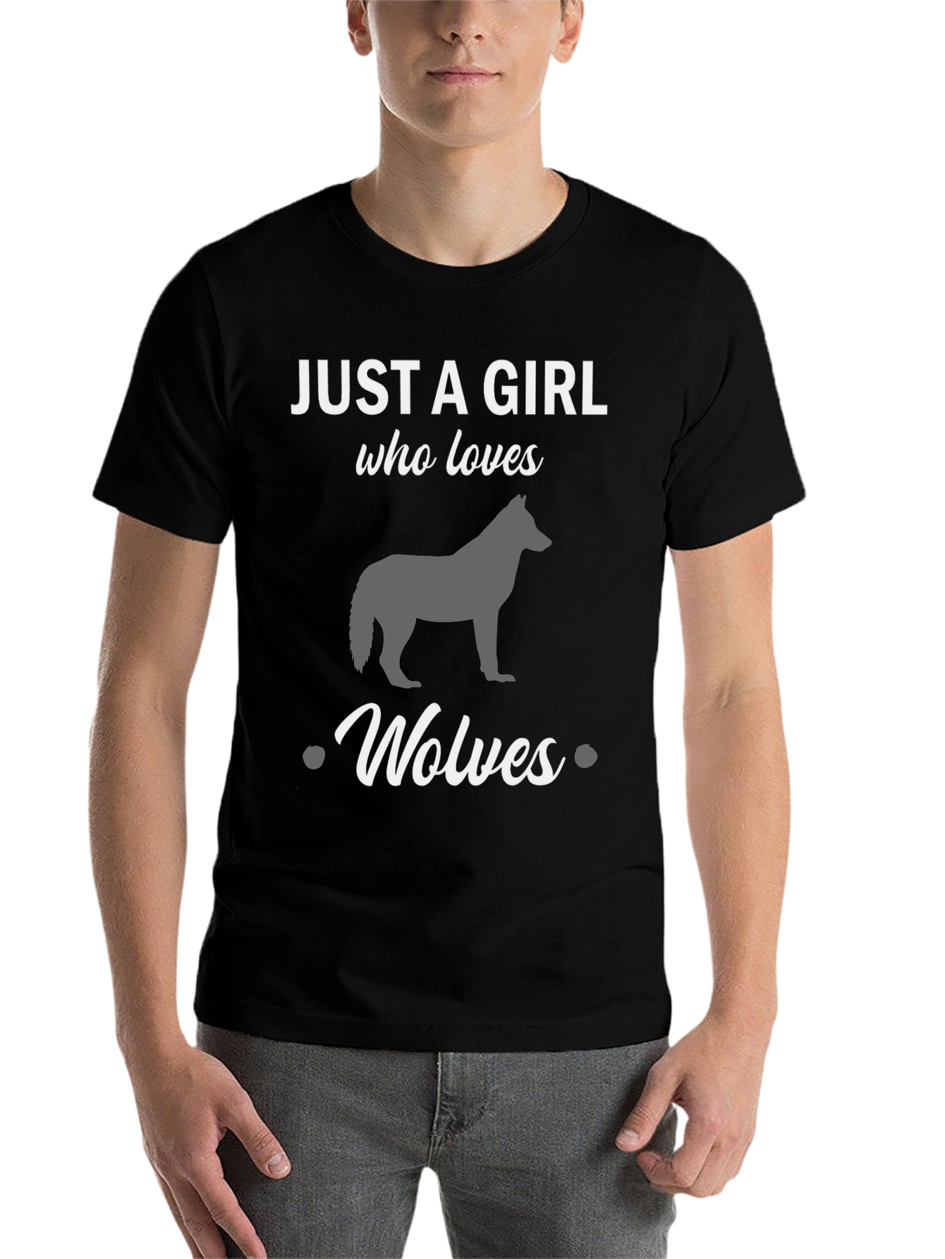 Just a Girl Who Loves Wolves Black T-Shirt