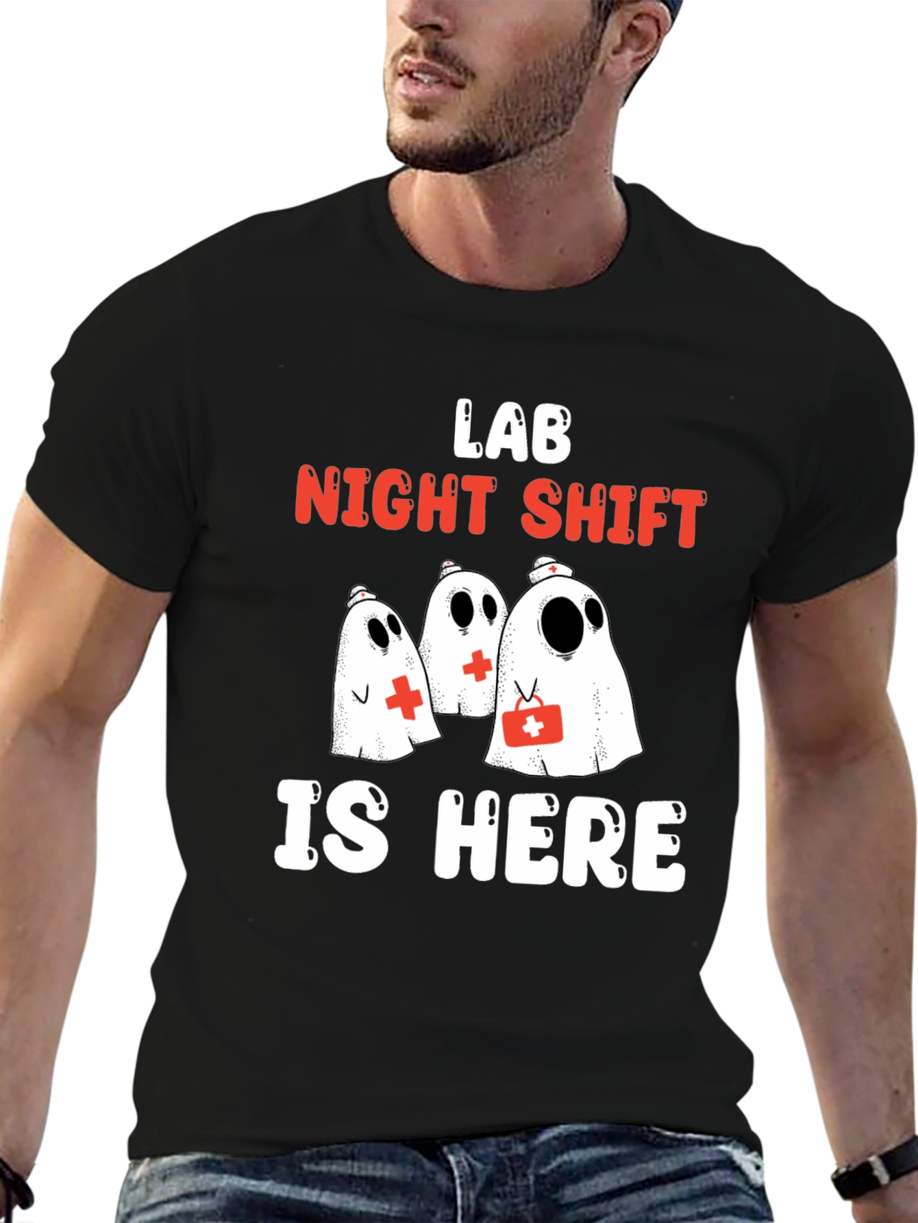 Lab Night Shift T-Shirt - Spooky Medical Ghosts