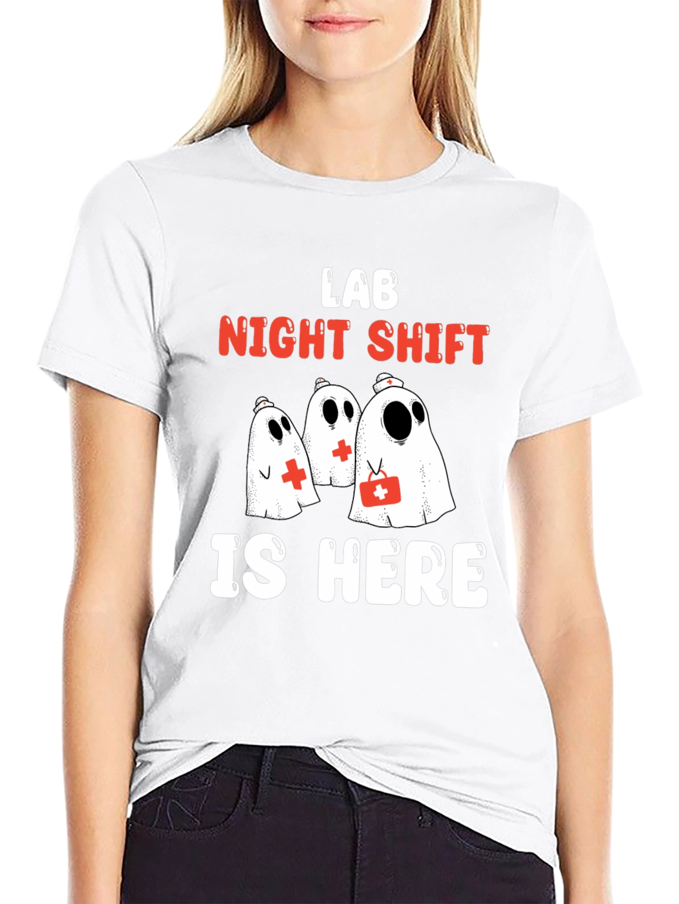 Lab Night Shift T-Shirt - Spooky Medical Ghosts
