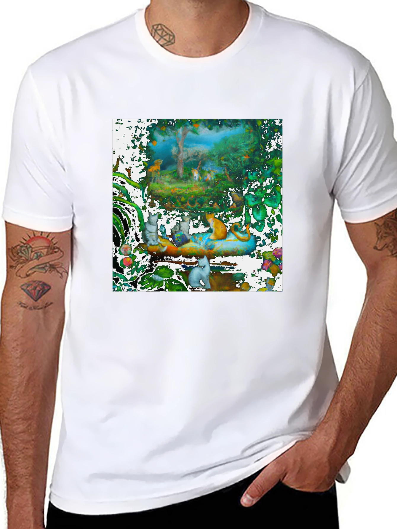 Fantasy Feline Forest Tee