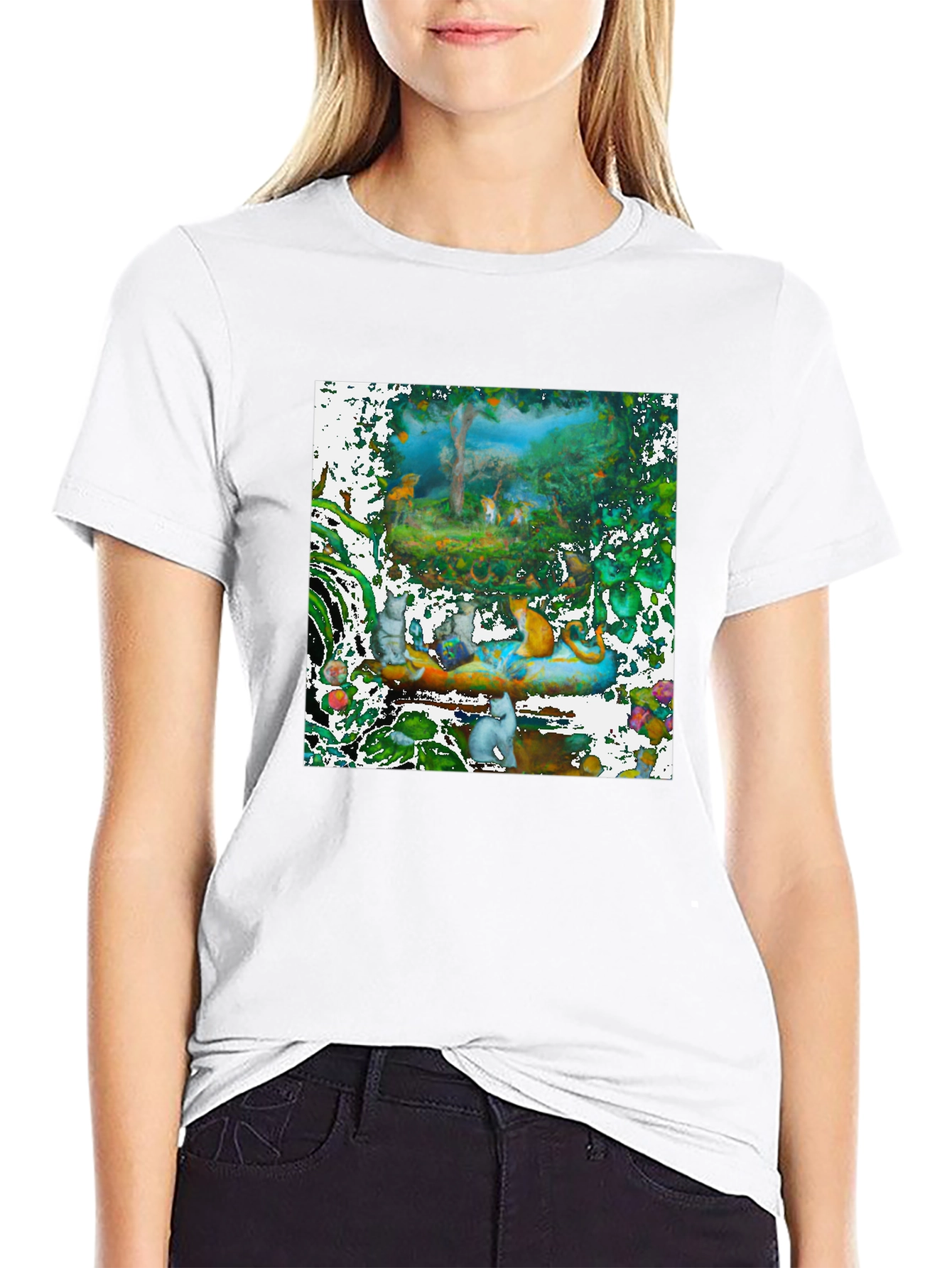 Fantasy Feline Forest Tee