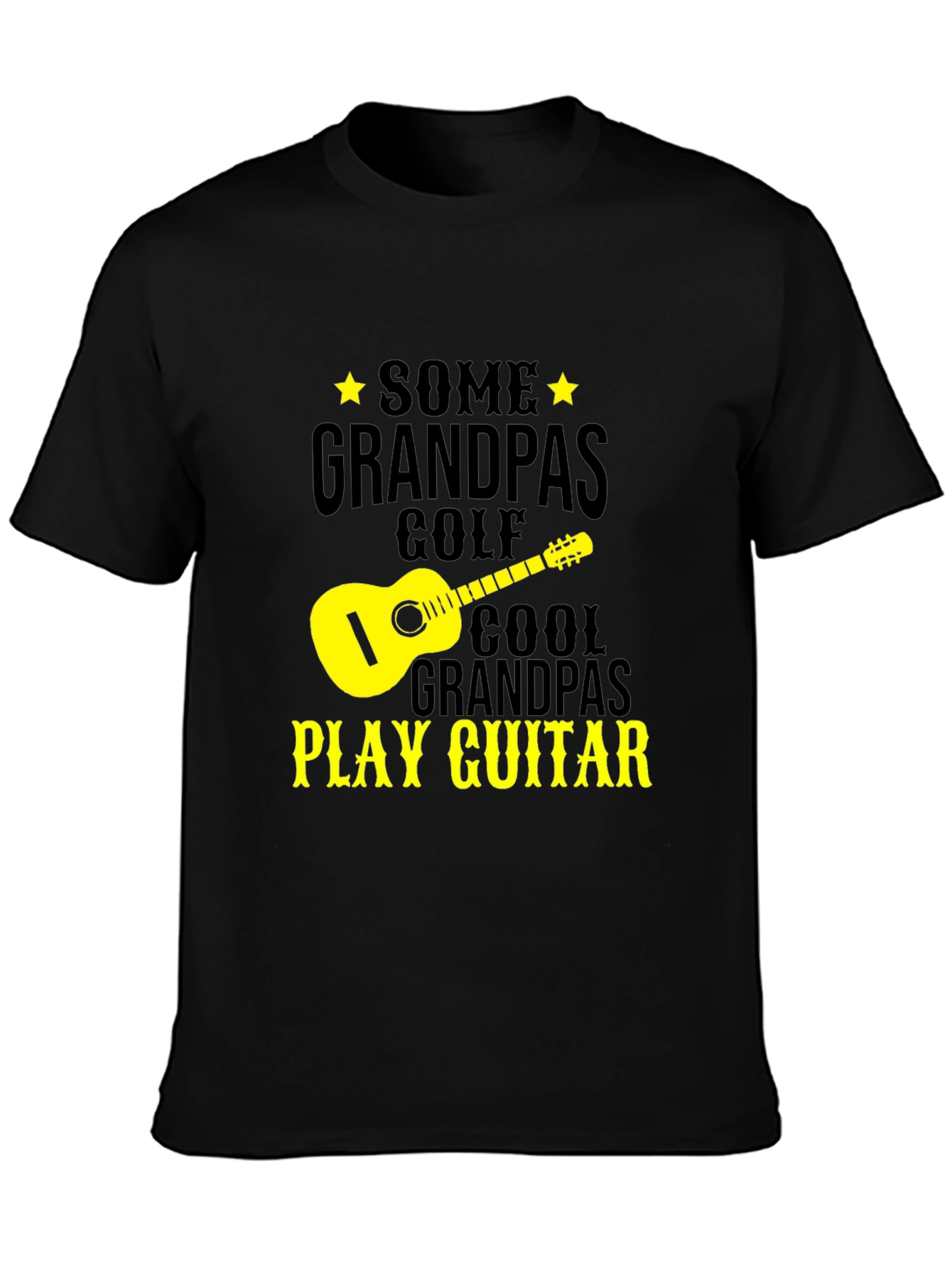 Cool Grandpa Guitar Player Black T-Shirt