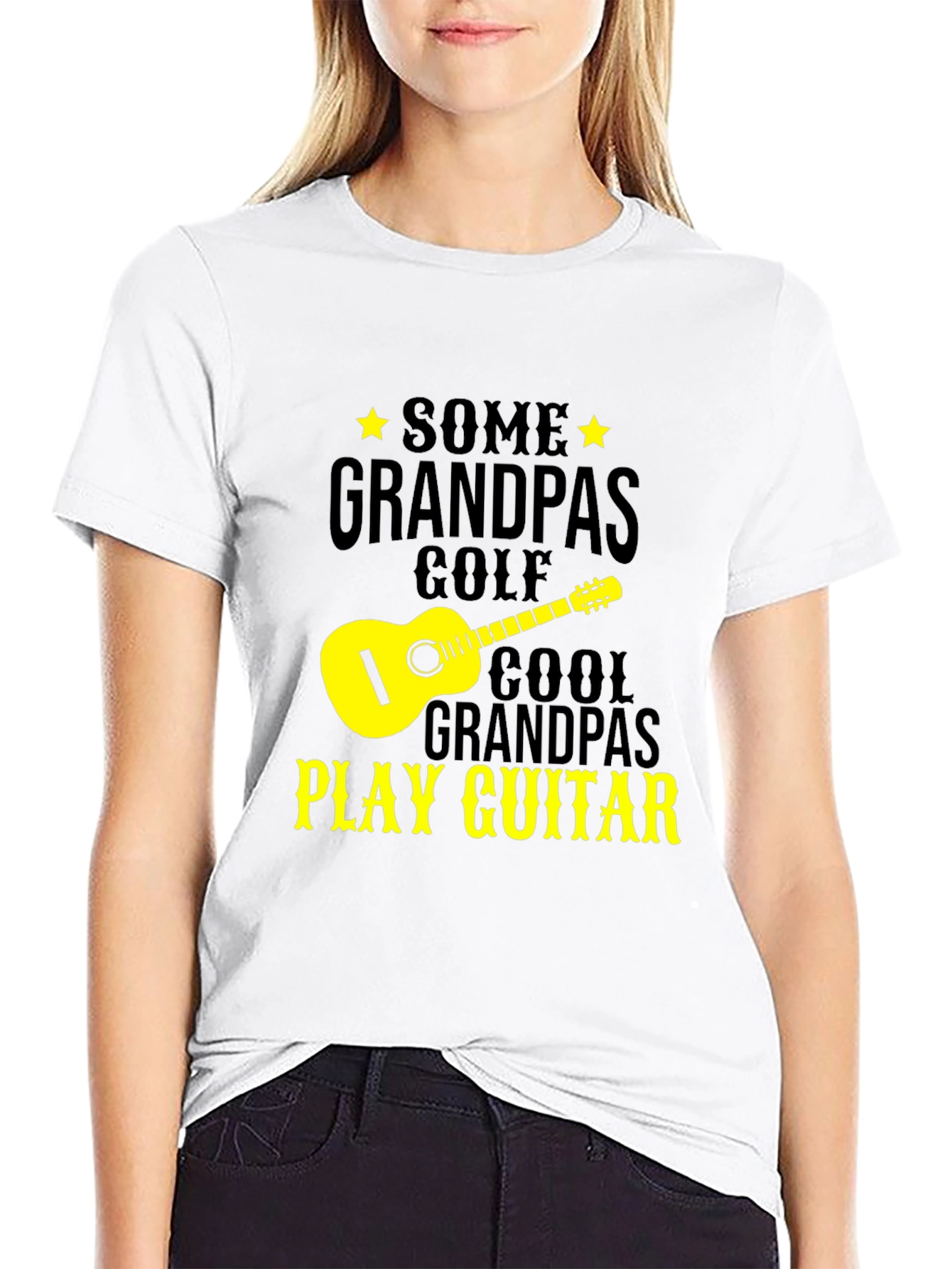 Cool Grandpa Guitar Player Black T-Shirt