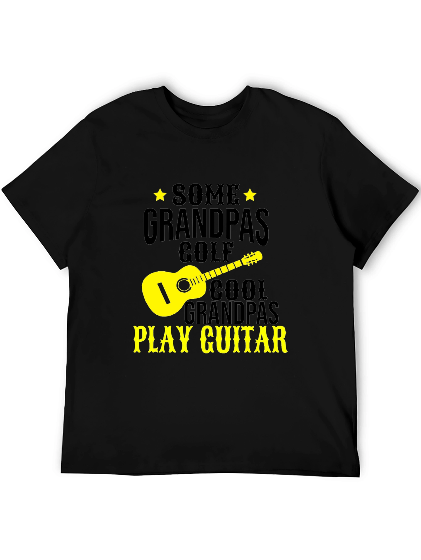 Cool Grandpa Guitar Player Black T-Shirt