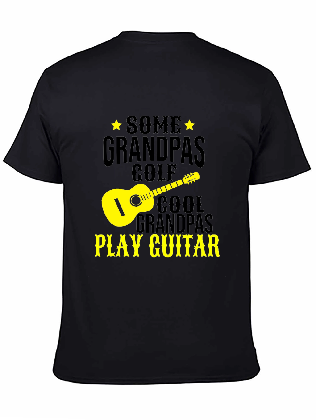 Cool Grandpa Guitar Player Black T-Shirt
