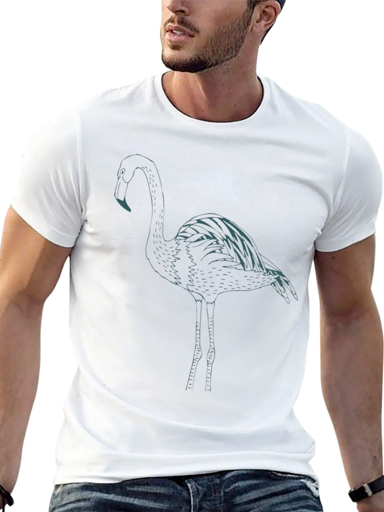Flamingo Graphic Tee - Black Casual T-Shirt