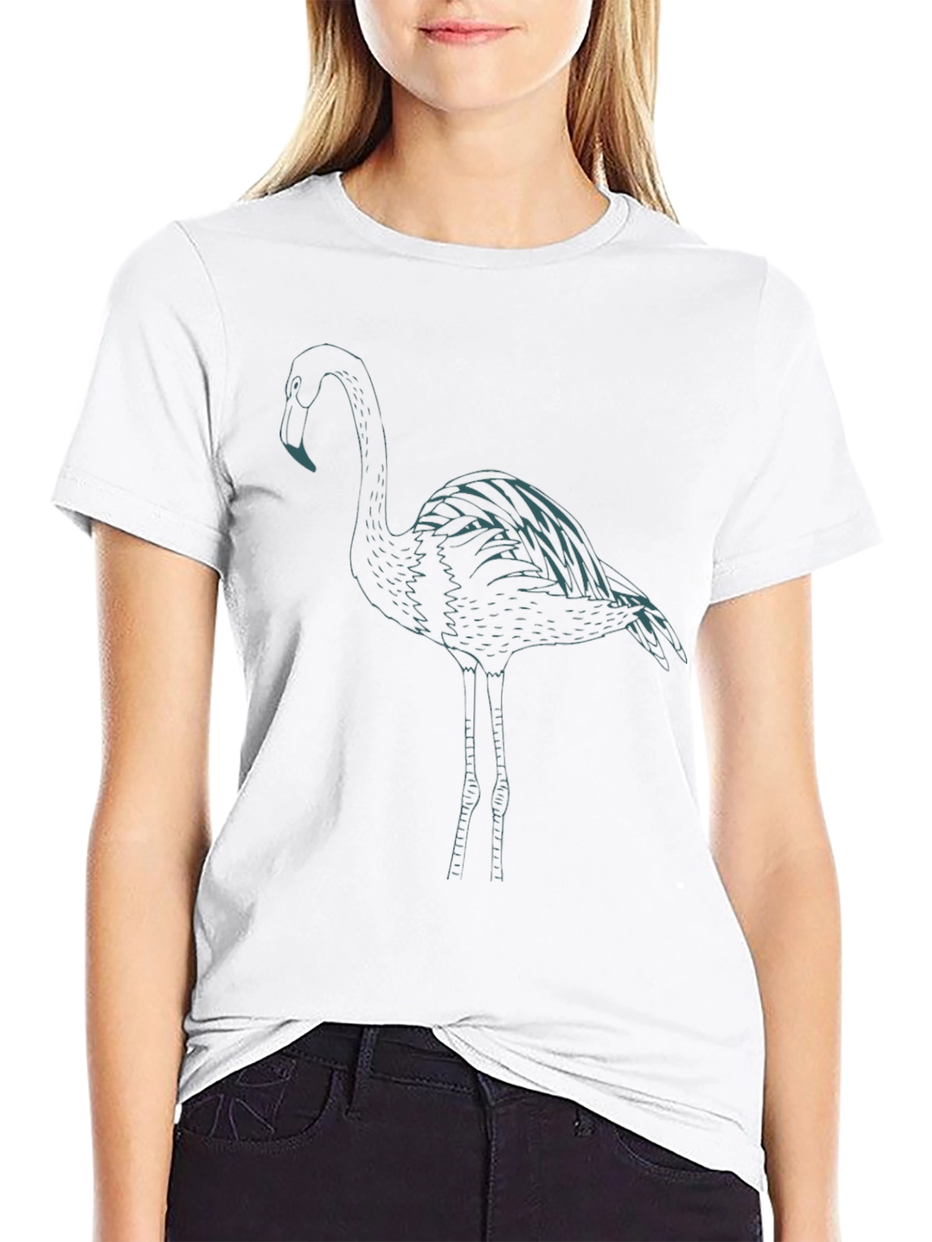 Flamingo Graphic Tee - Black Casual T-Shirt