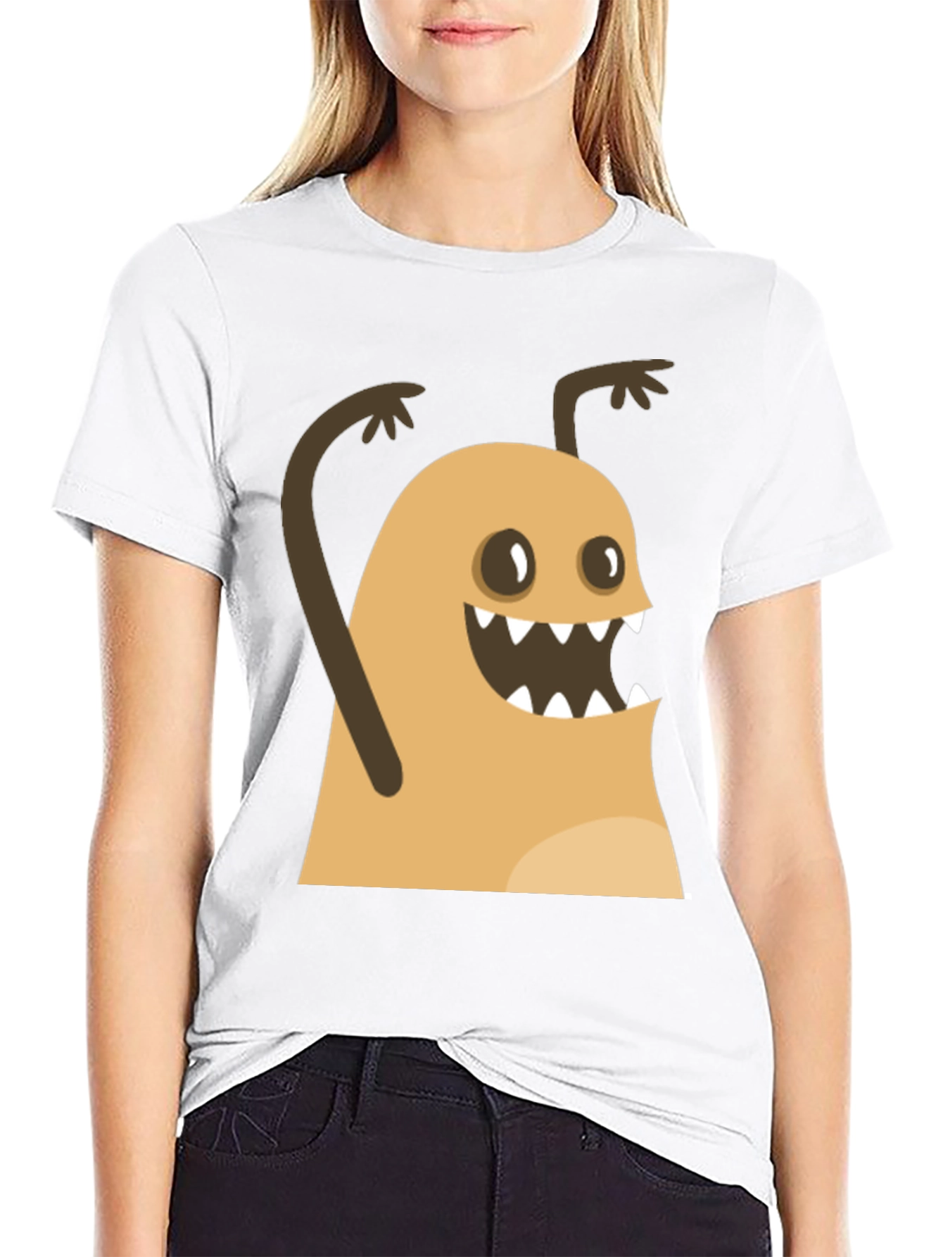 Funny Monster Graphic Black T-Shirt