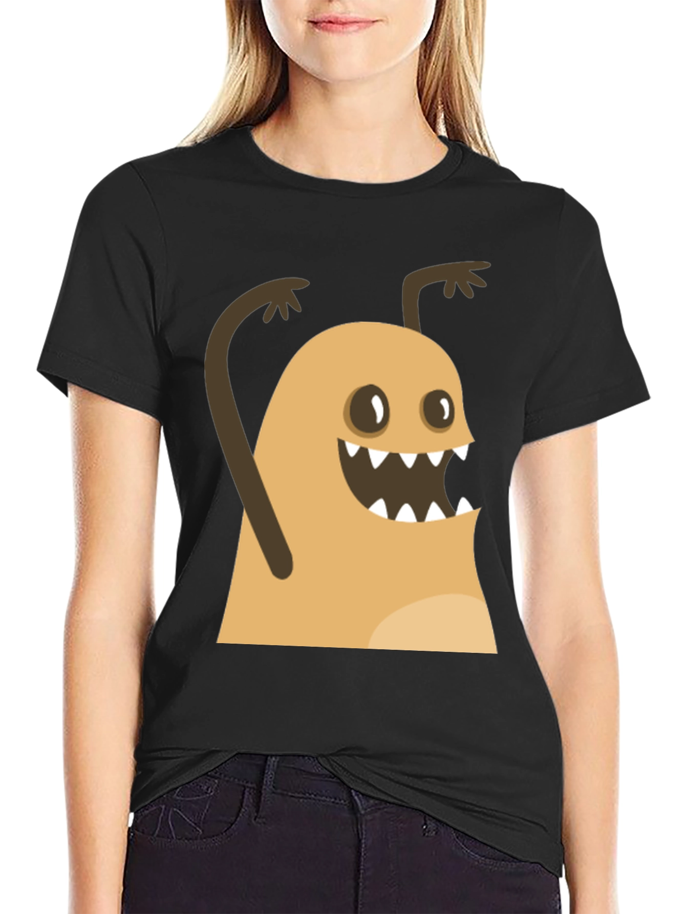 Funny Monster Graphic Black T-Shirt