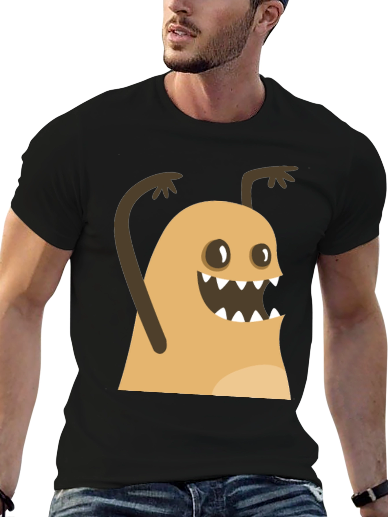 Funny Monster Graphic Black T-Shirt