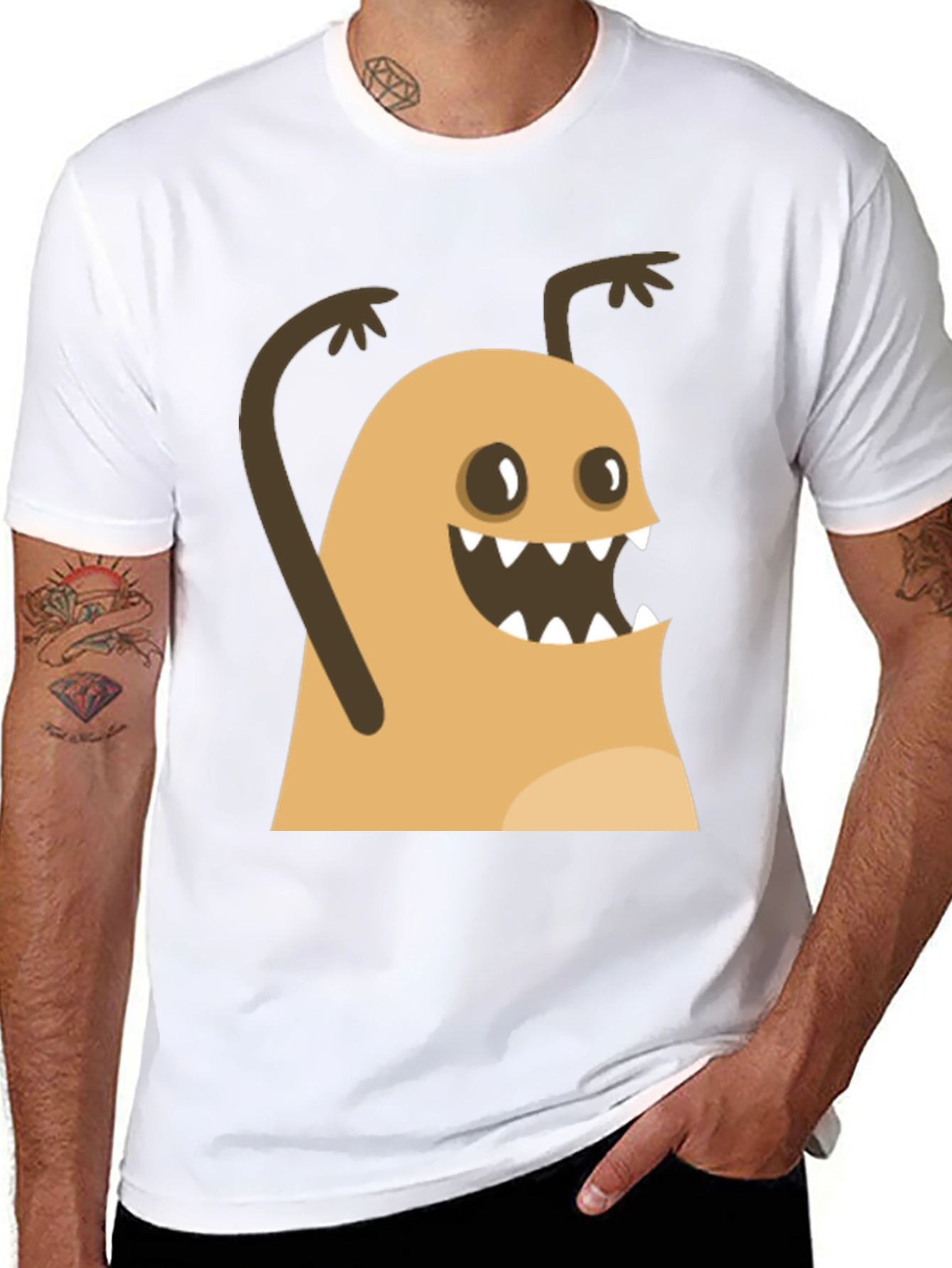 Funny Monster Graphic Black T-Shirt