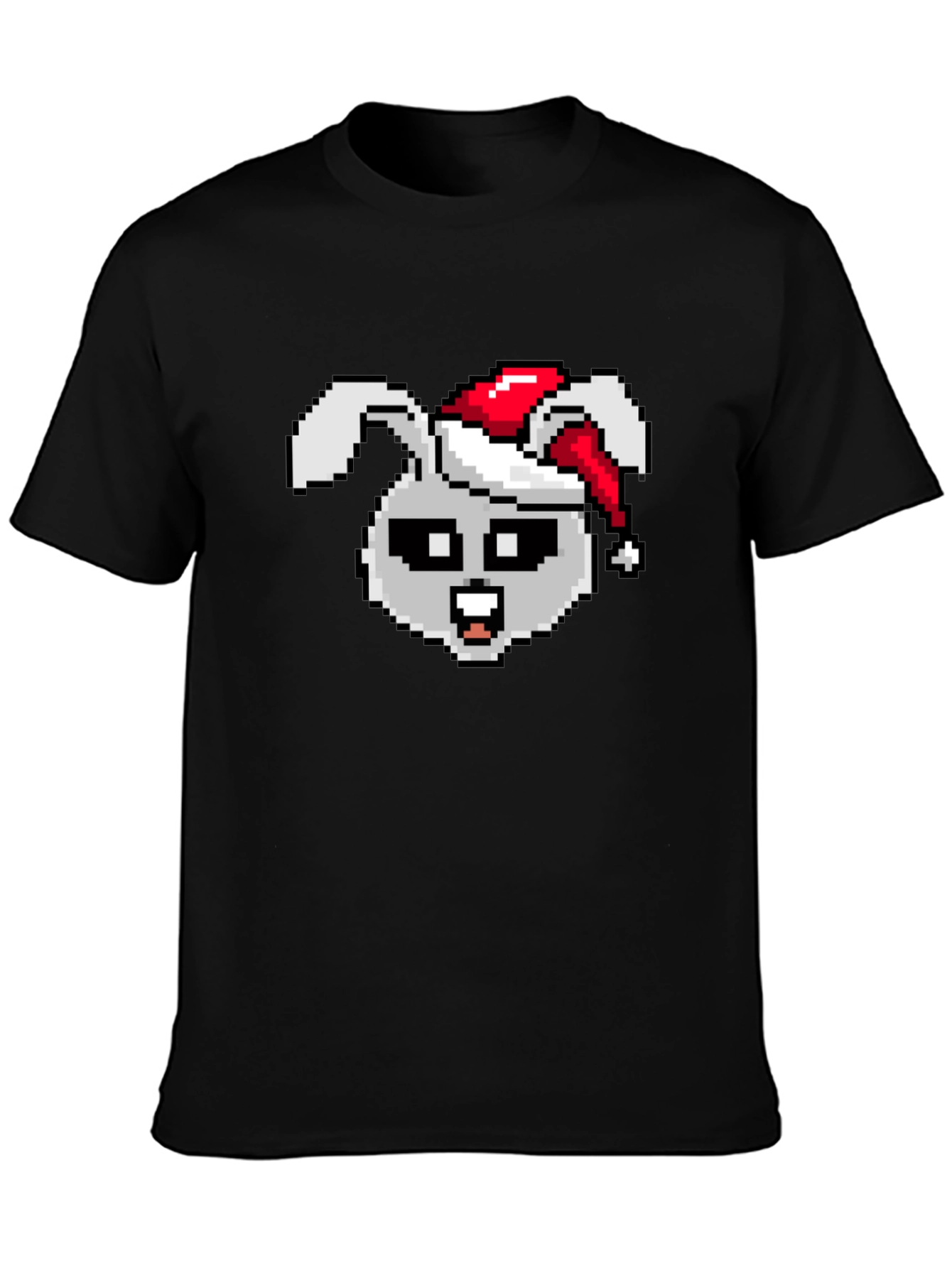 Pixel Rabbit Christmas T-Shirt - Festive 8-bit Style