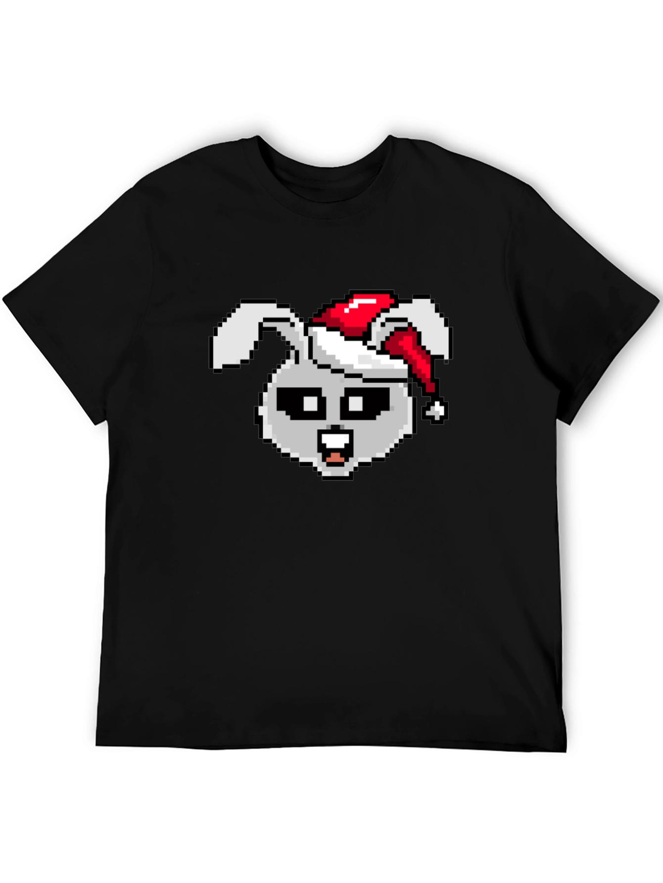 Pixel Rabbit Christmas T-Shirt - Festive 8-bit Style