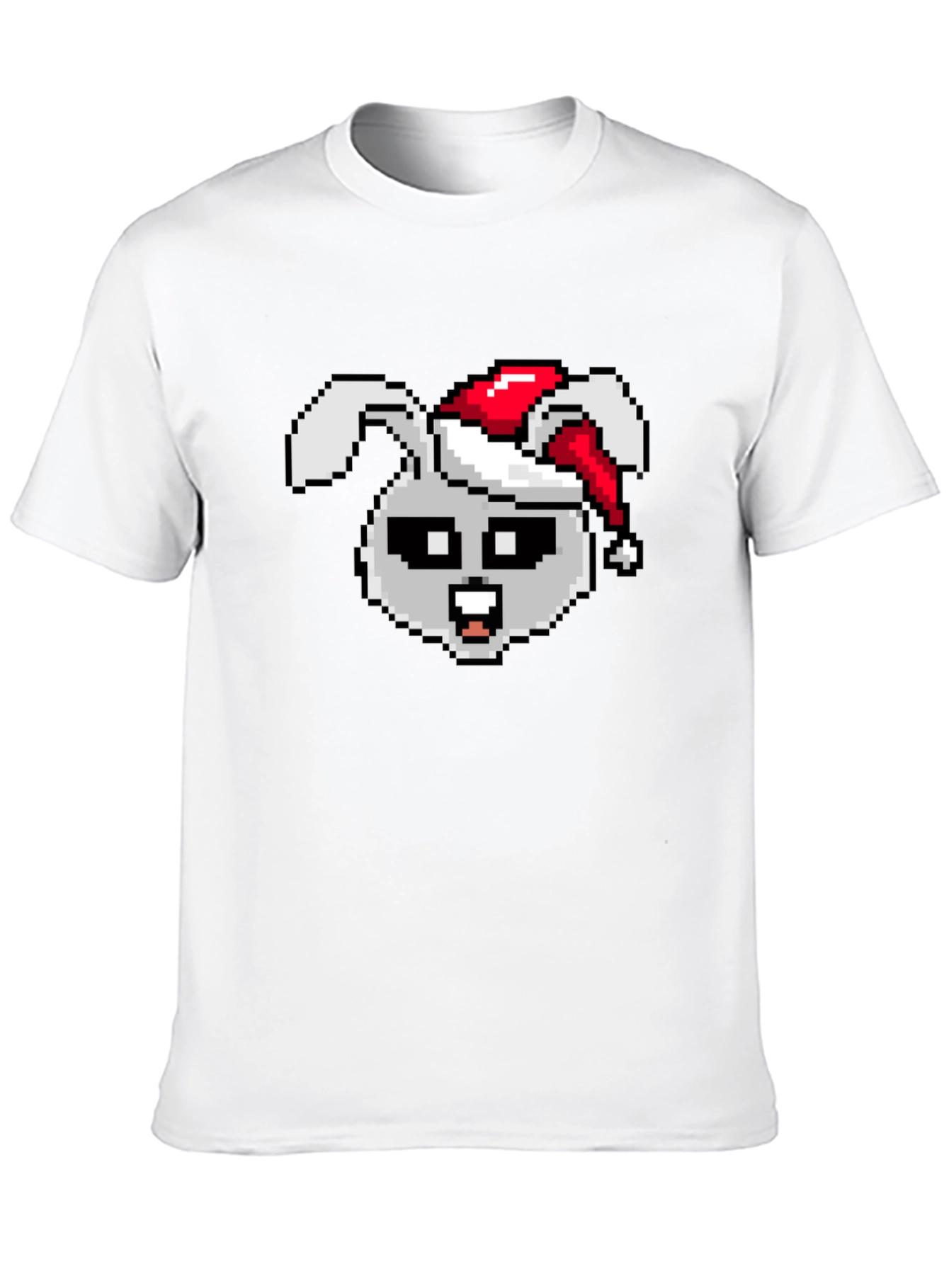 Pixel Rabbit Christmas T-Shirt - Festive 8-bit Style