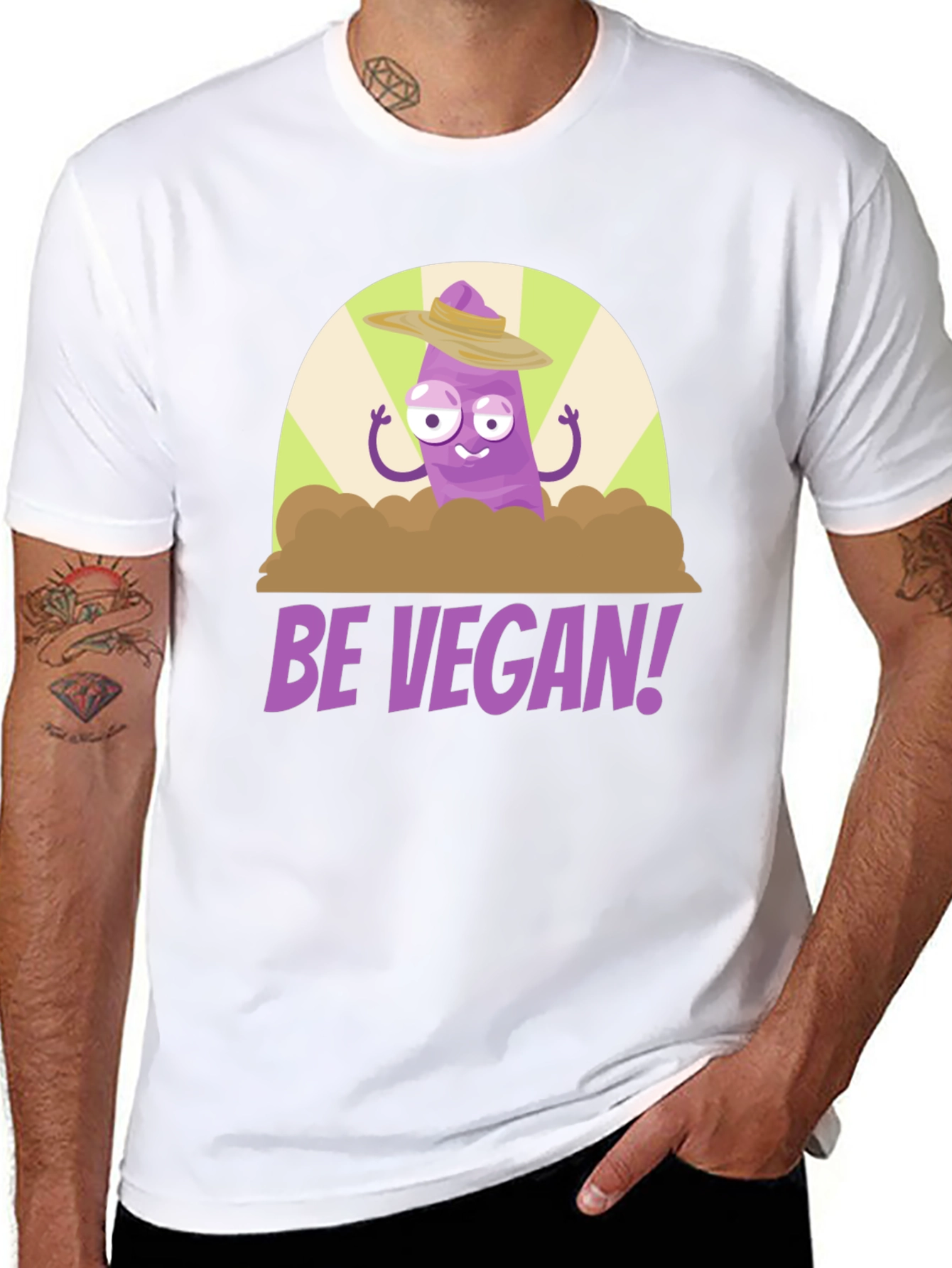 Be Vegan! Funny Purple Vegetable T-Shirt