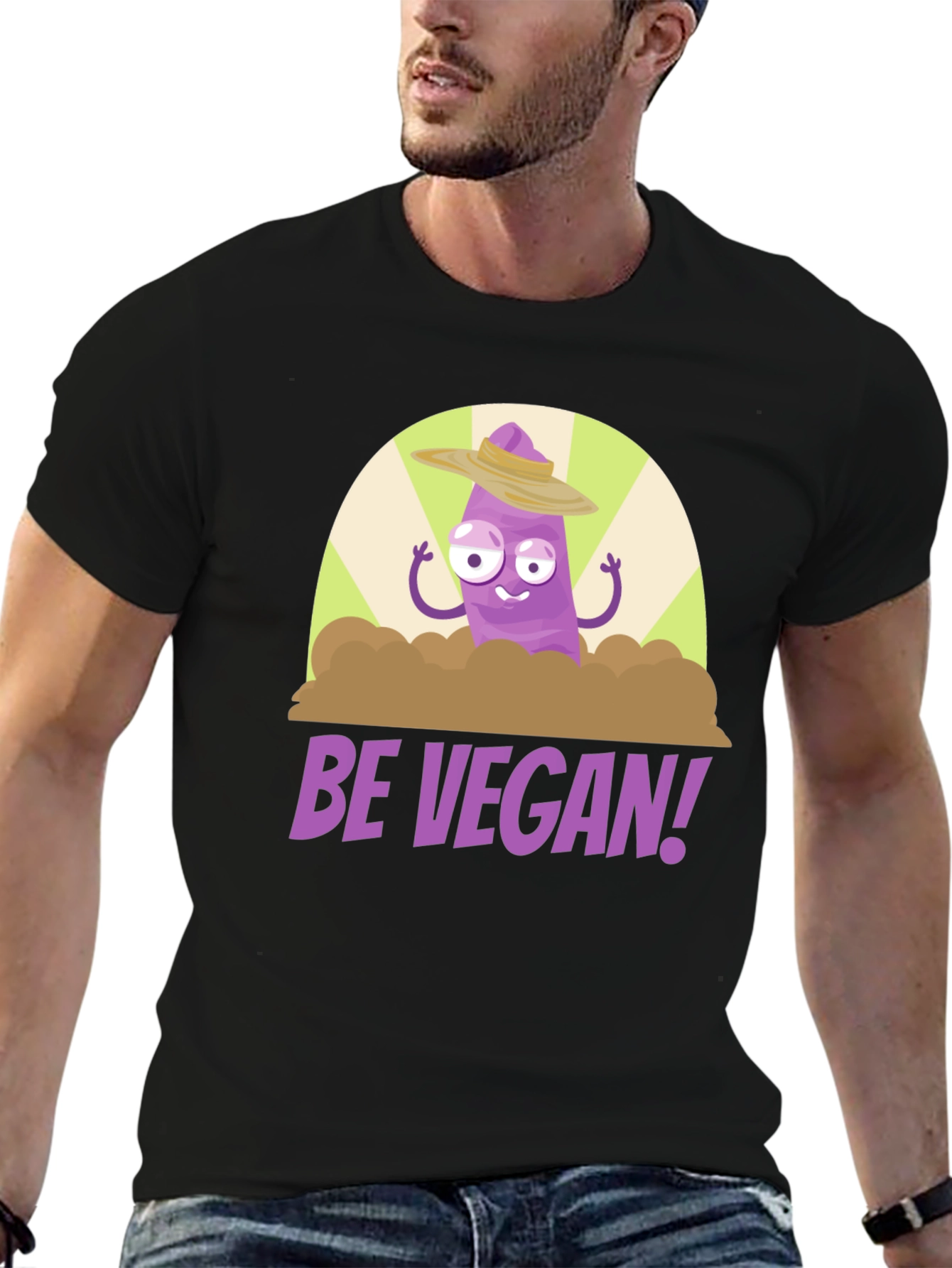 Be Vegan! Funny Purple Vegetable T-Shirt