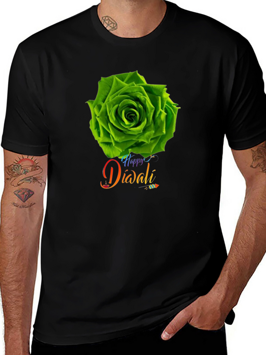 Happy Diwali Green Rose T-Shirt