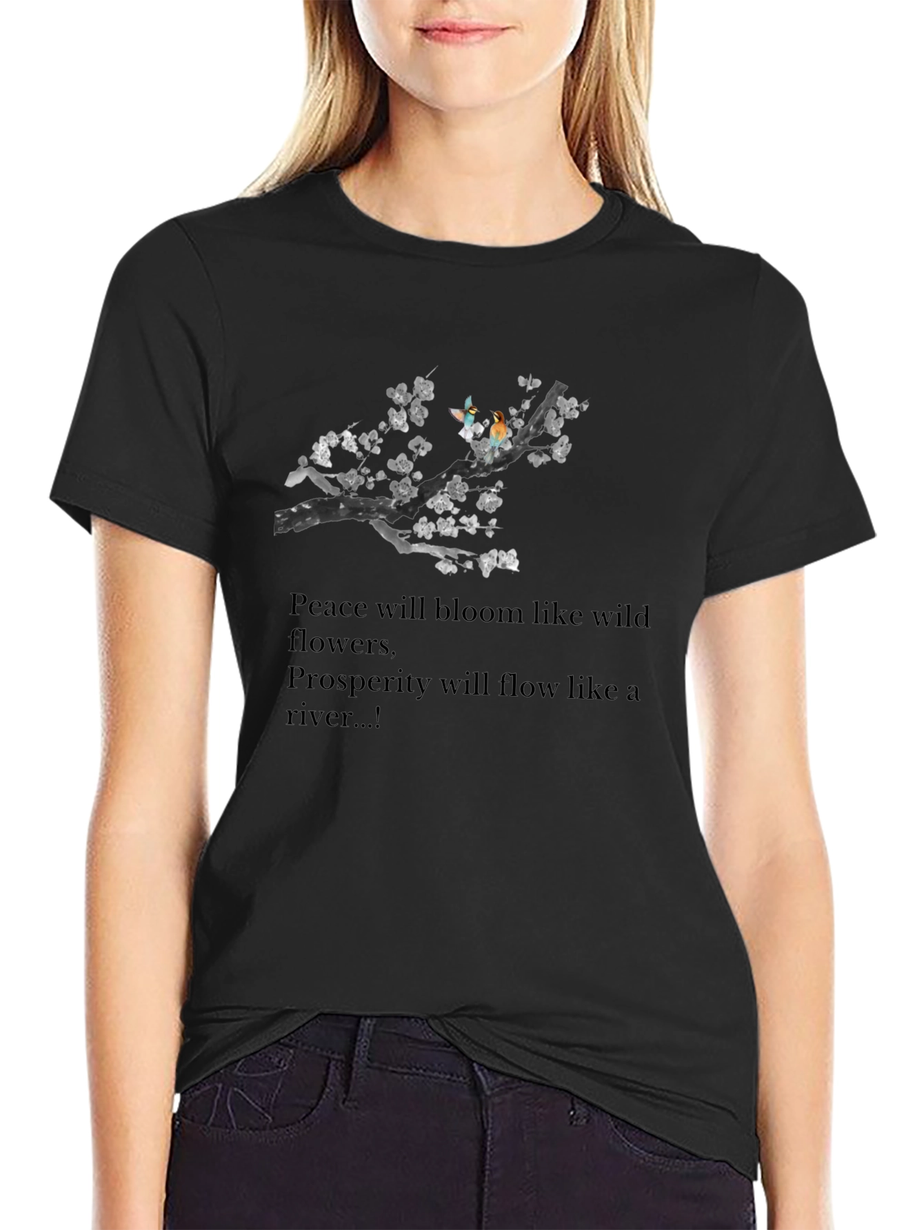 Peace and Prosperity Black Graphic Tee