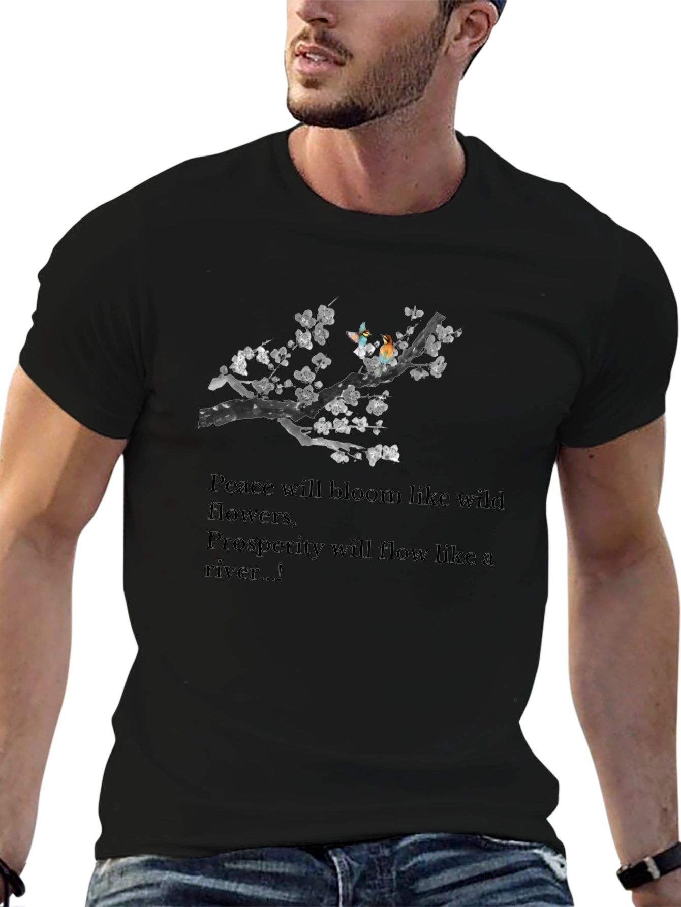 Peace and Prosperity Black Graphic Tee