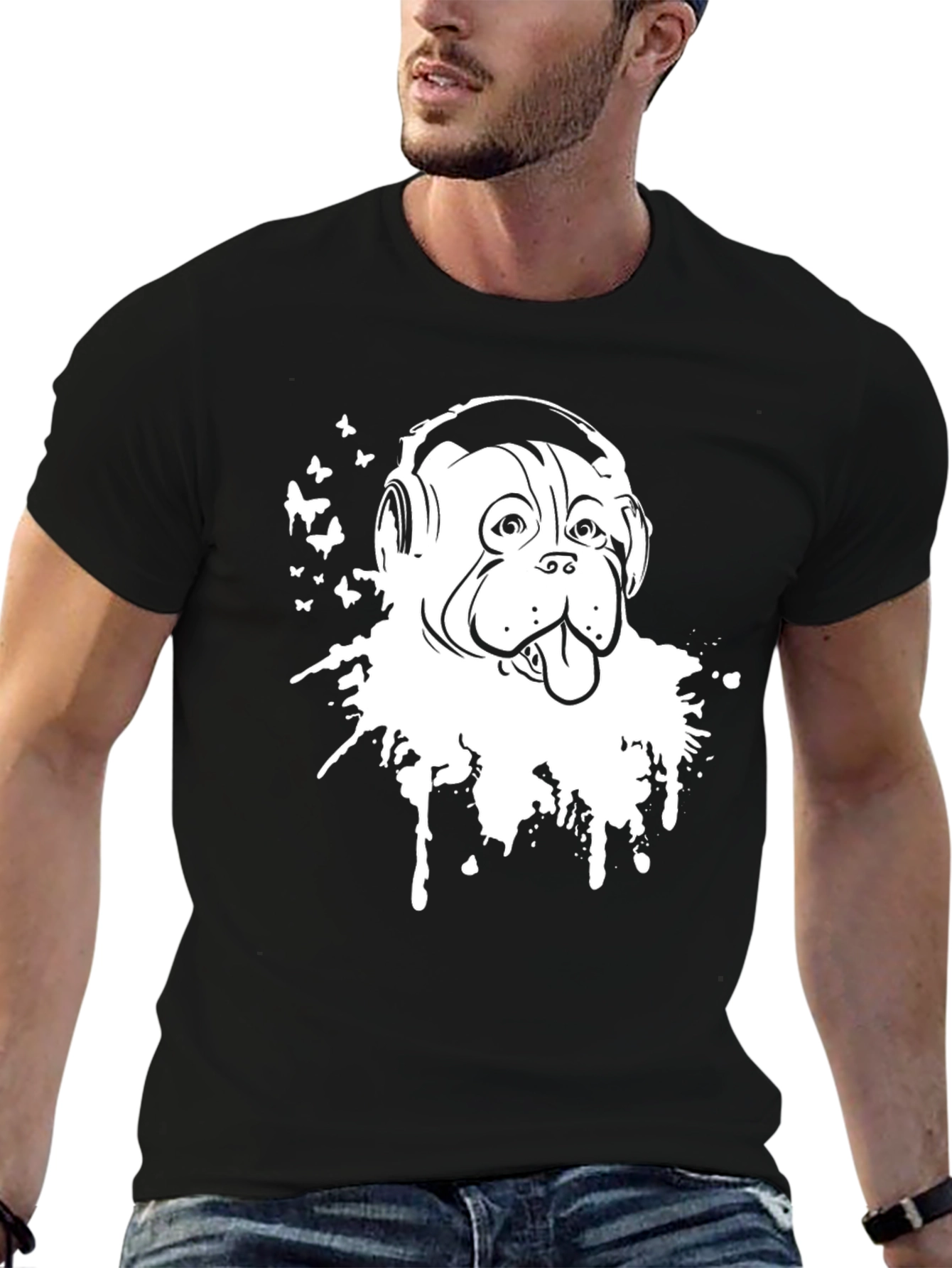 Dog DJ Graphic T-Shirt - Stylish Black Cotton Tee