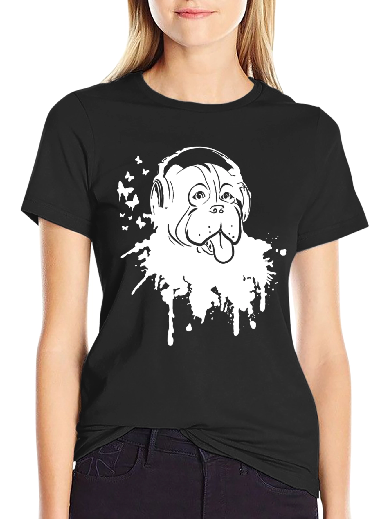 Dog DJ Graphic T-Shirt - Stylish Black Cotton Tee