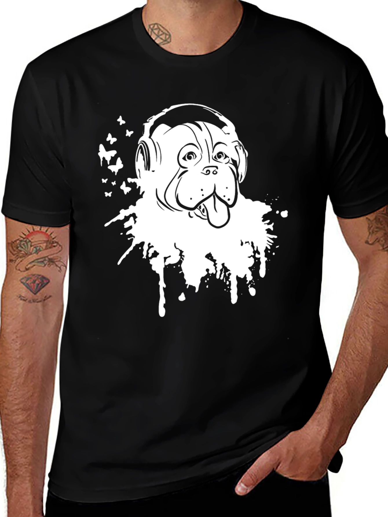 Dog DJ Graphic T-Shirt - Stylish Black Cotton Tee