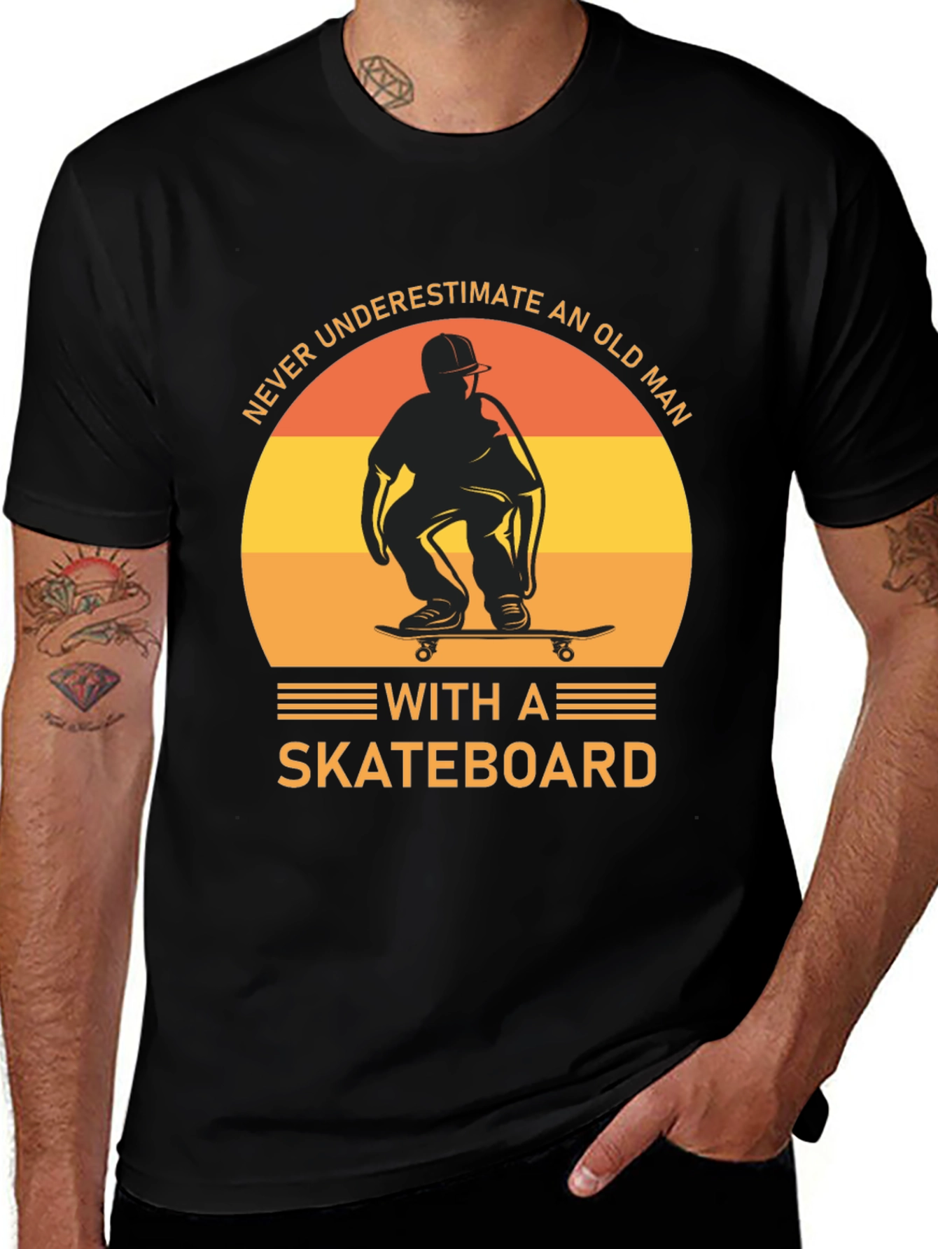 Never Underestimate an Old Man with a Skateboard T-Shirt
