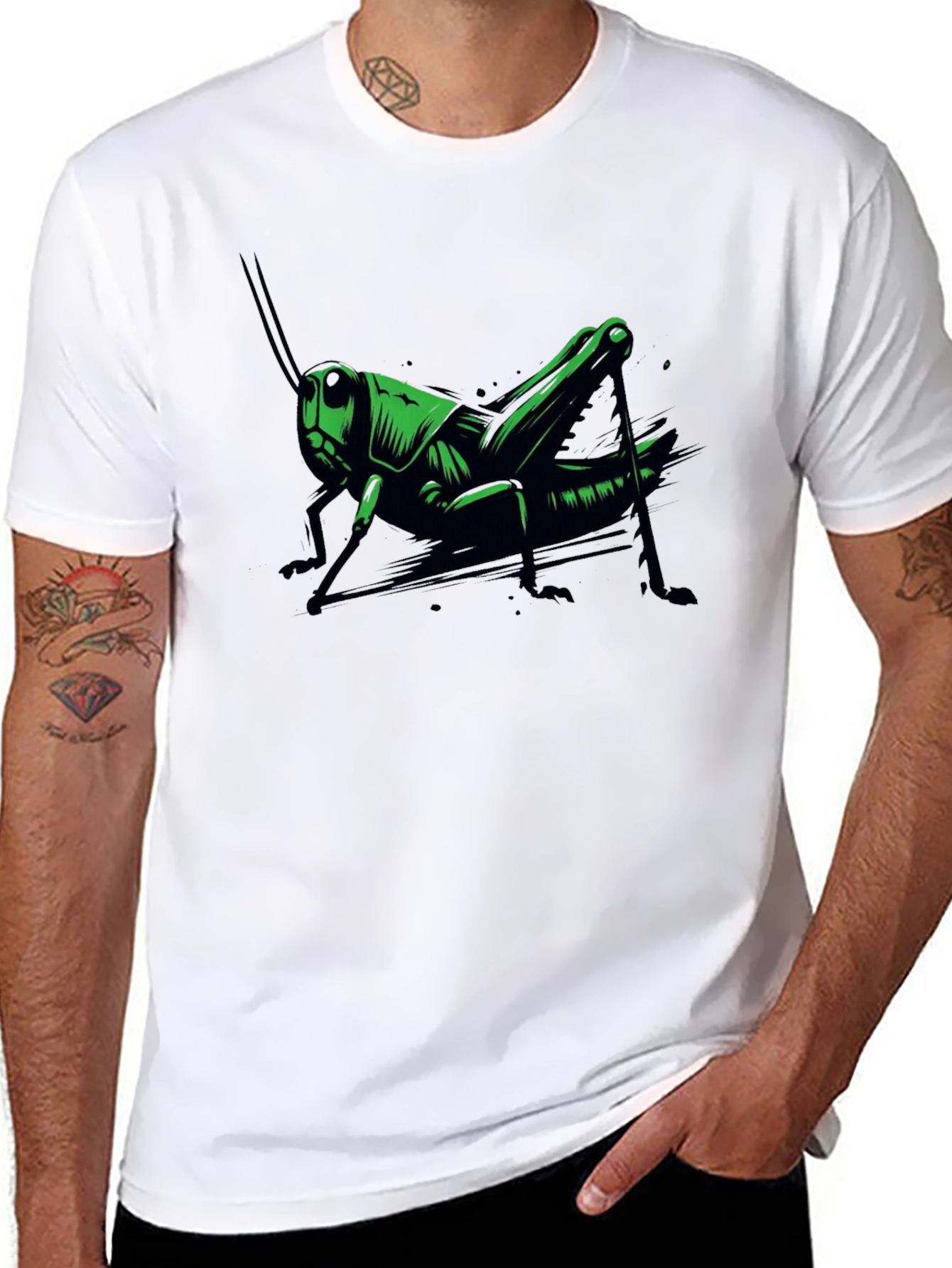 Grasshopper Graphic Tee - Cool Insect Design