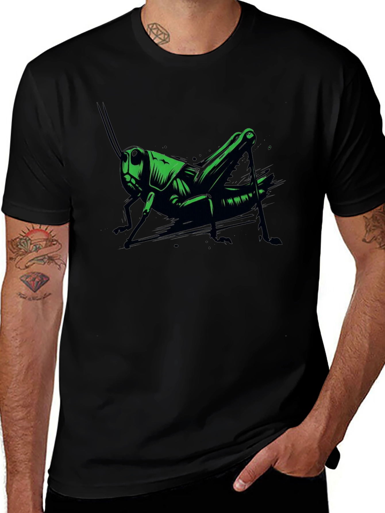 Grasshopper Graphic Tee - Cool Insect Design