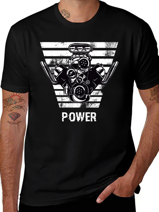 Black Power Engine Graphic T-Shirt