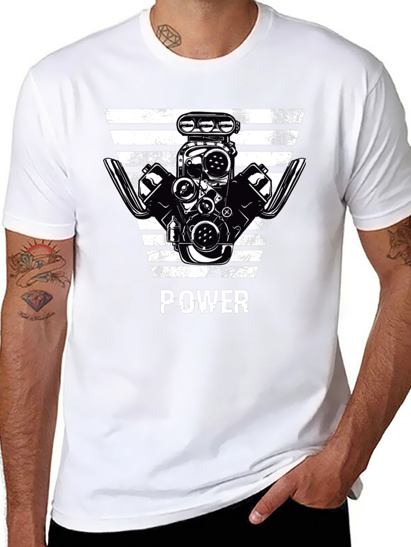 Black Power Engine Graphic T-Shirt