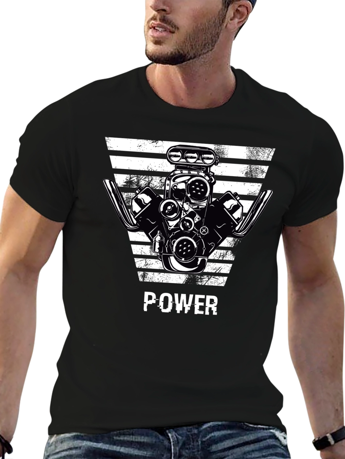 Black Power Engine Graphic T-Shirt