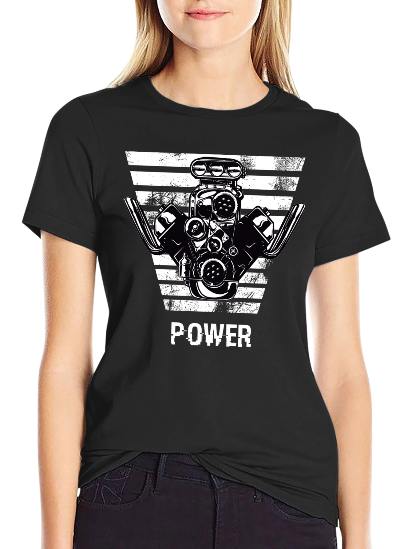 Black Power Engine Graphic T-Shirt