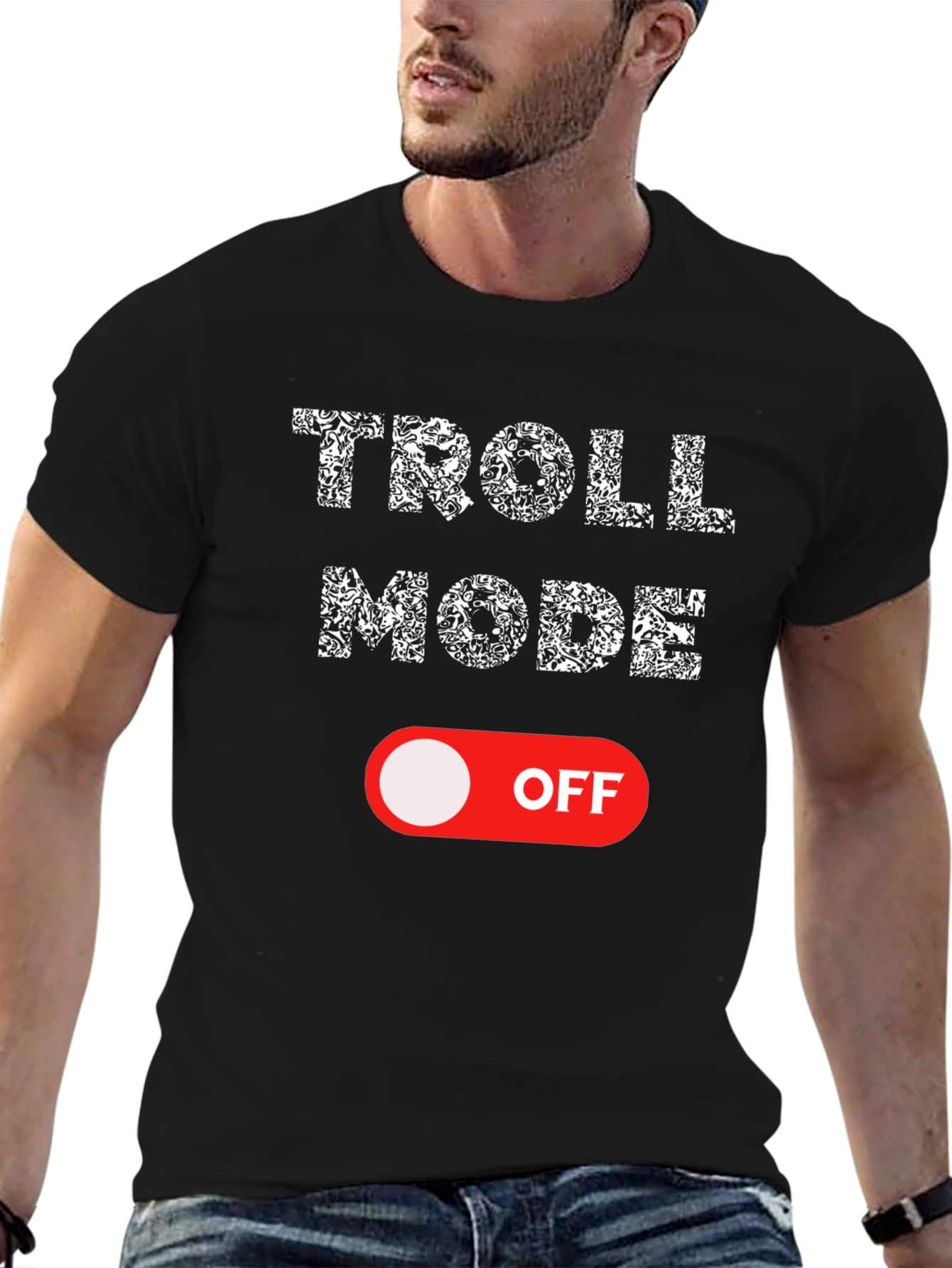 Troll Mode Off Graphic Tee - Black Cotton Shirt