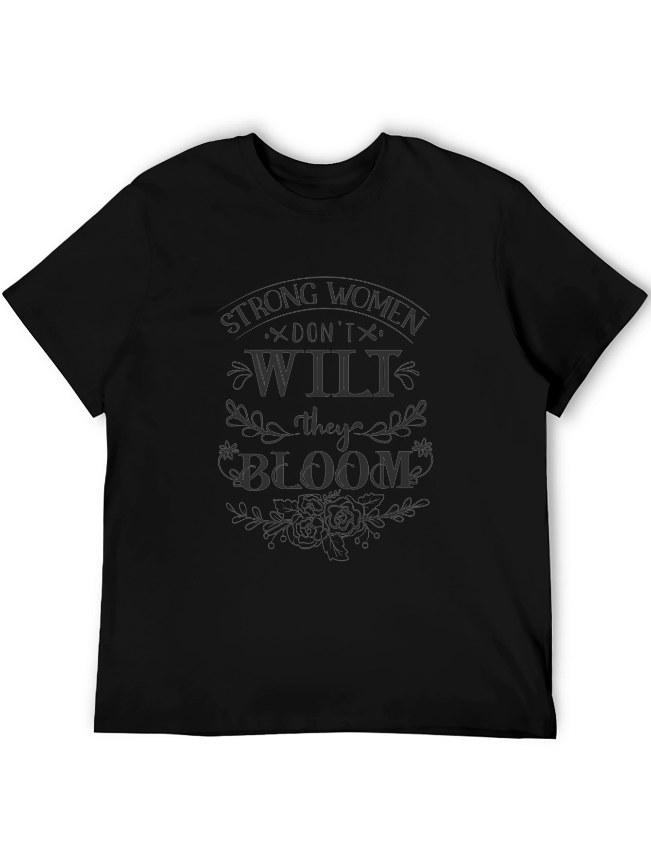 Strong Women Bloom Black Graphic Tee