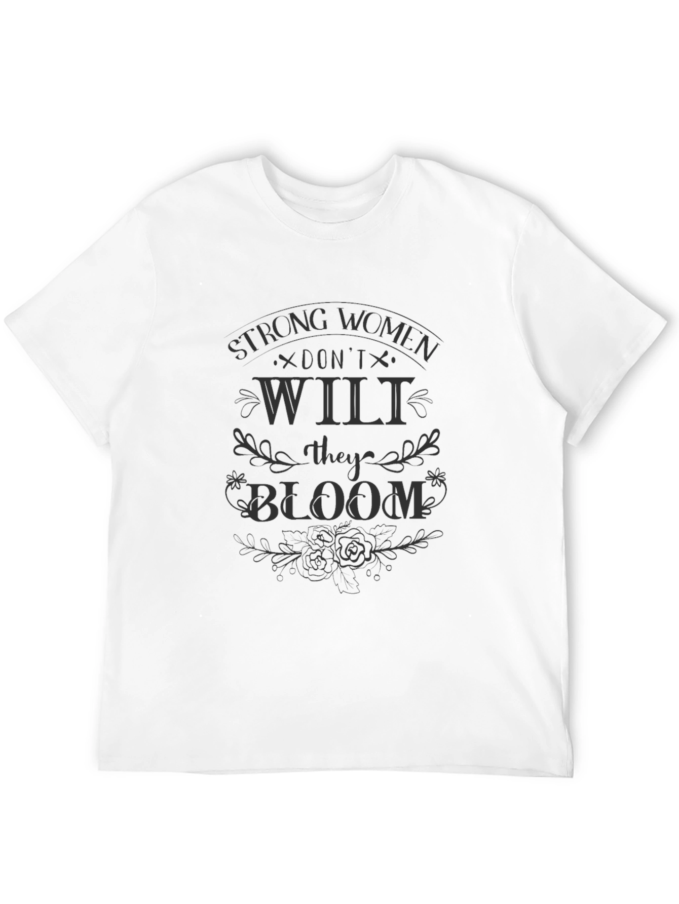 Strong Women Bloom Black Graphic Tee