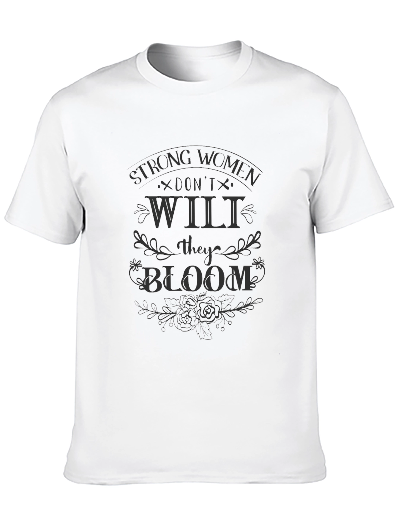 Strong Women Bloom Black Graphic Tee