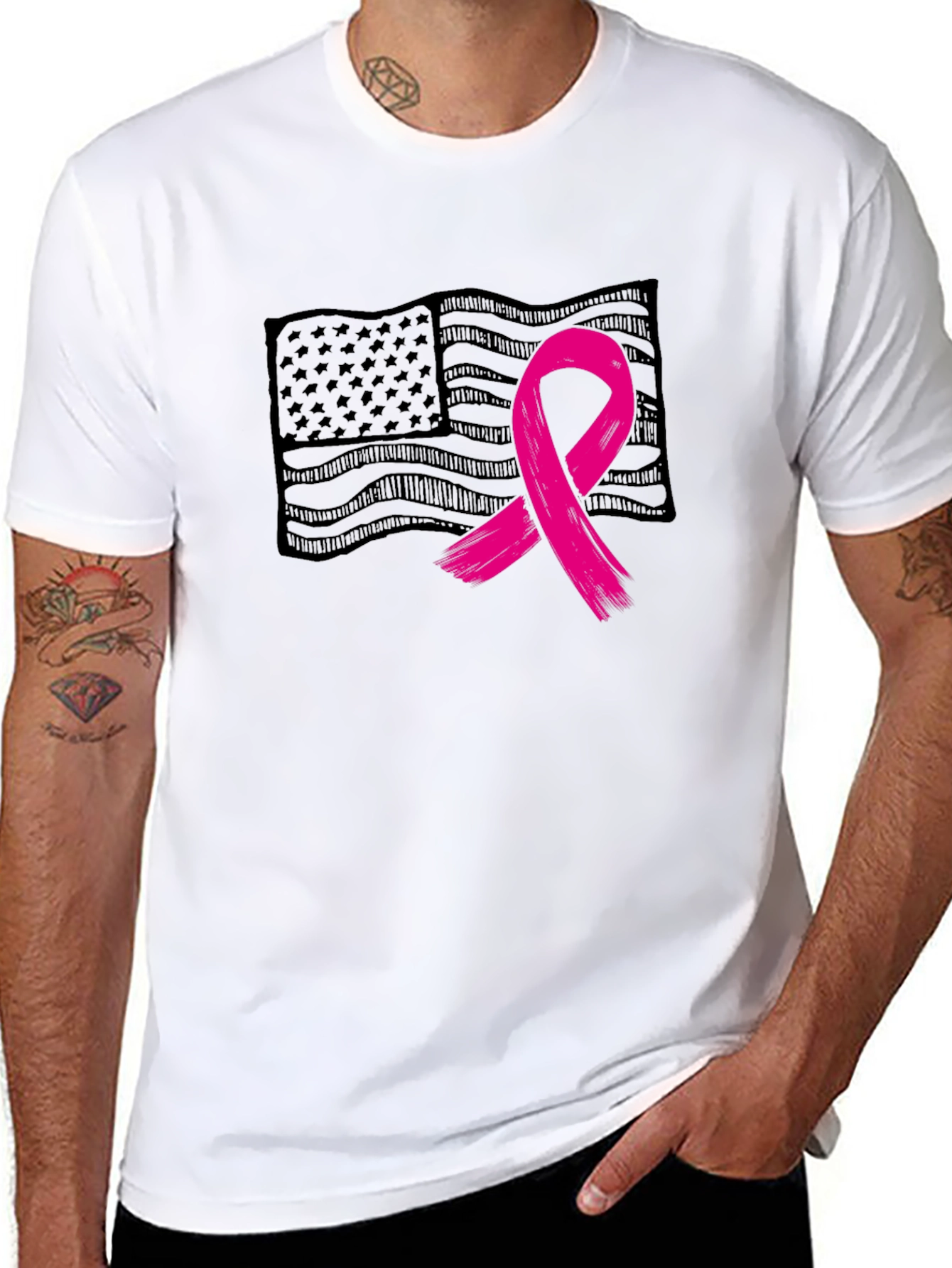Breast Cancer Awareness Flag Tee