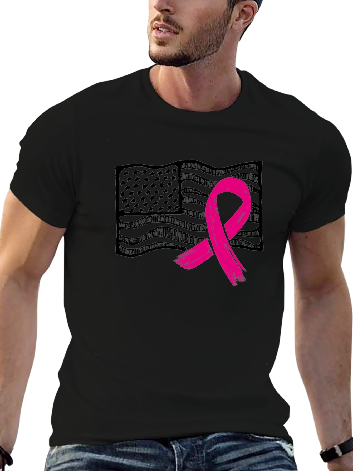 Breast Cancer Awareness Flag Tee