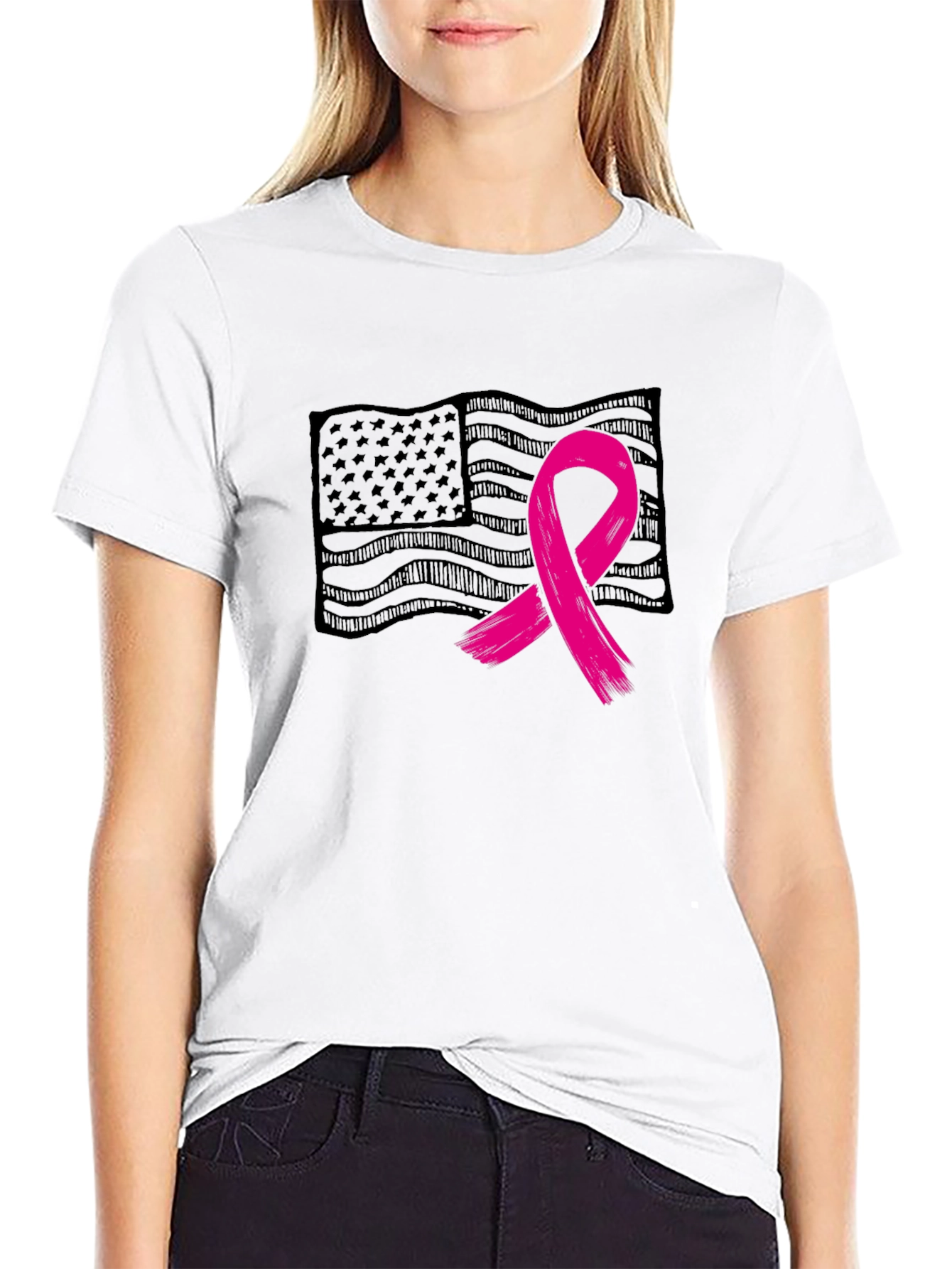 Breast Cancer Awareness Flag Tee