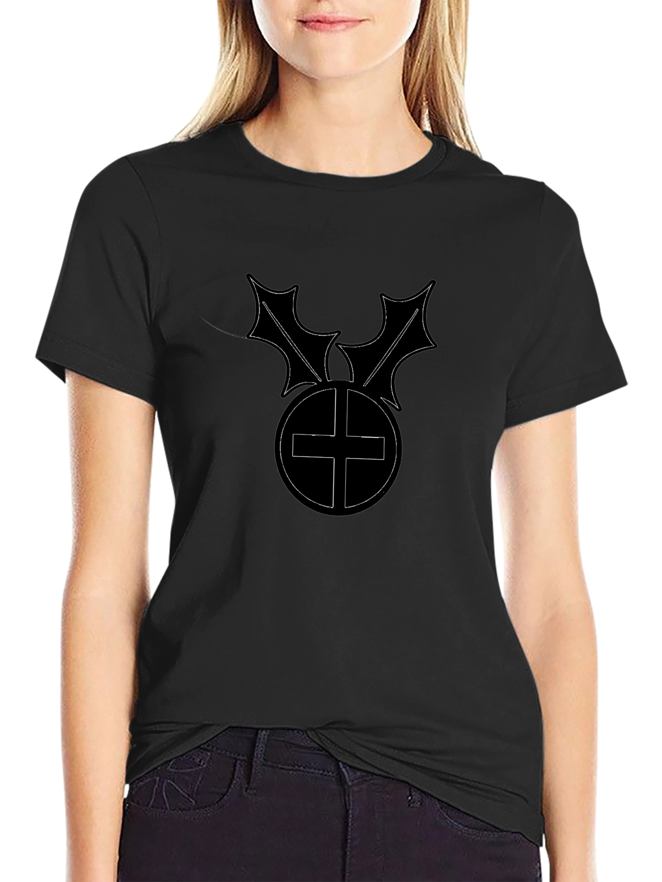 Graphic Black T-Shirt - Holly Cross Design