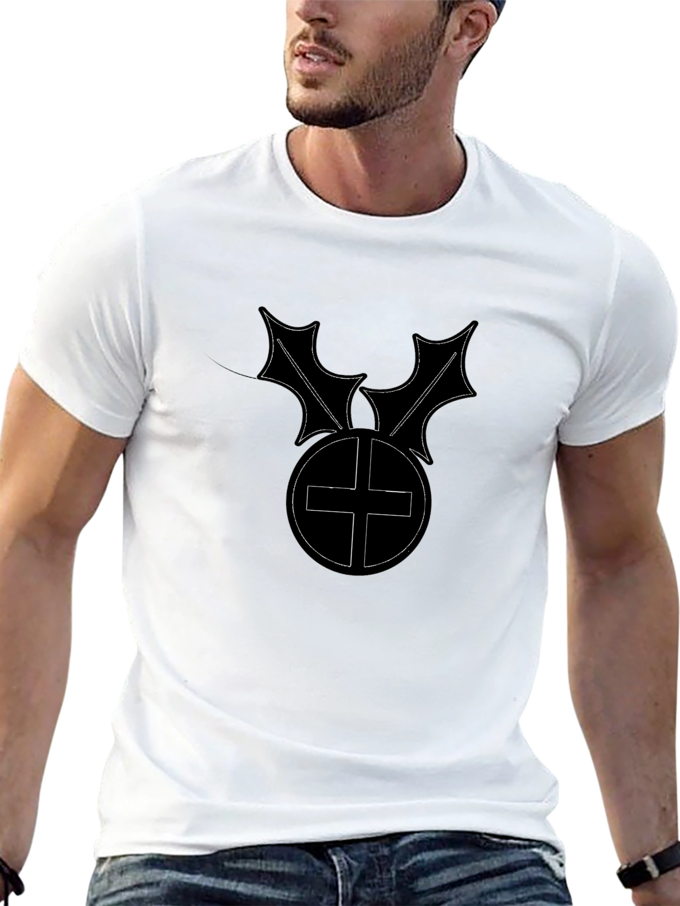 Graphic Black T-Shirt - Holly Cross Design