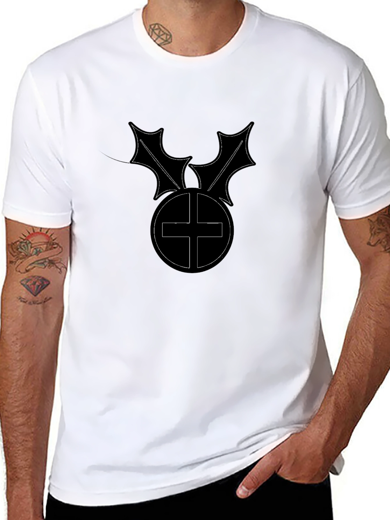 Graphic Black T-Shirt - Holly Cross Design