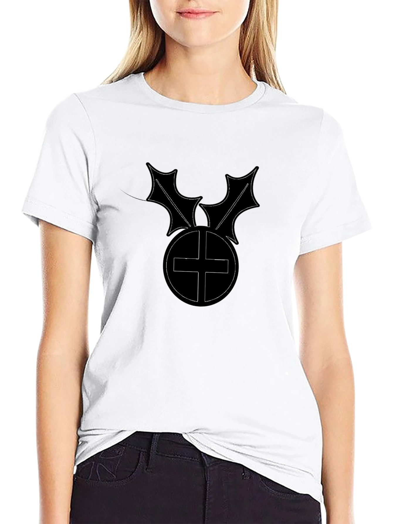 Graphic Black T-Shirt - Holly Cross Design