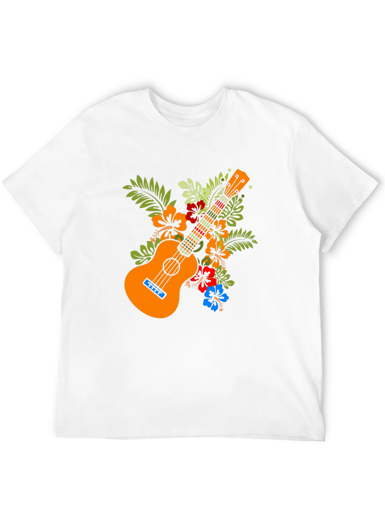 Ukulele Floral Graphic Tee - Hawaiian Style