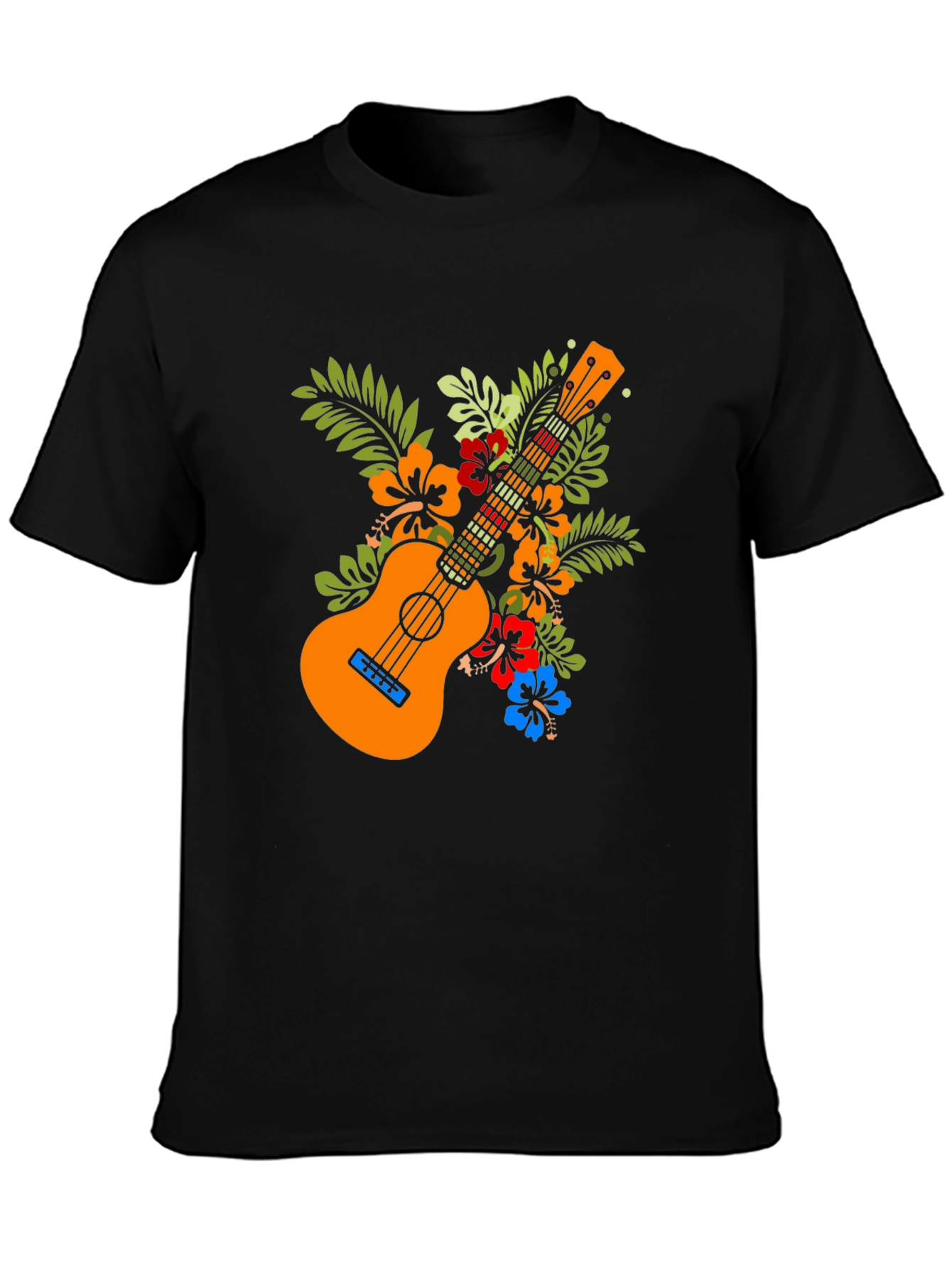 Ukulele Floral Graphic Tee - Hawaiian Style